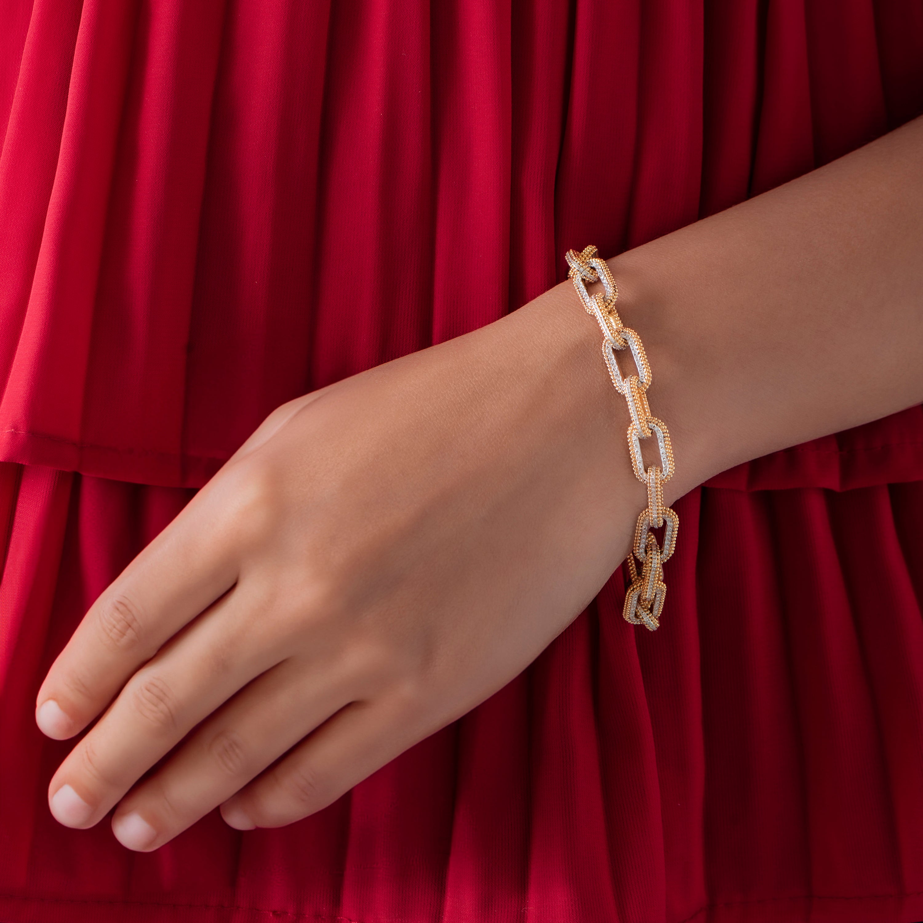 HARAKH Sunlight Intertwined Link Bracelet – All Diamond