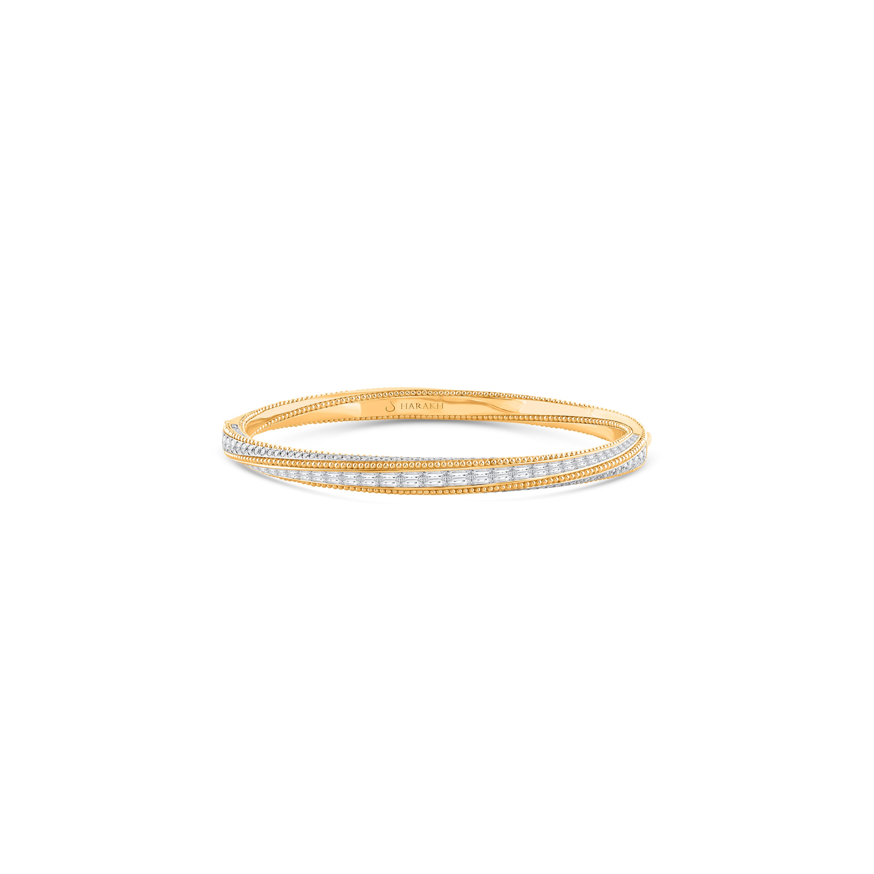 HARAKH 18 Karat Gold Colorless Baguette Diamond Sunlight Pota Bangle