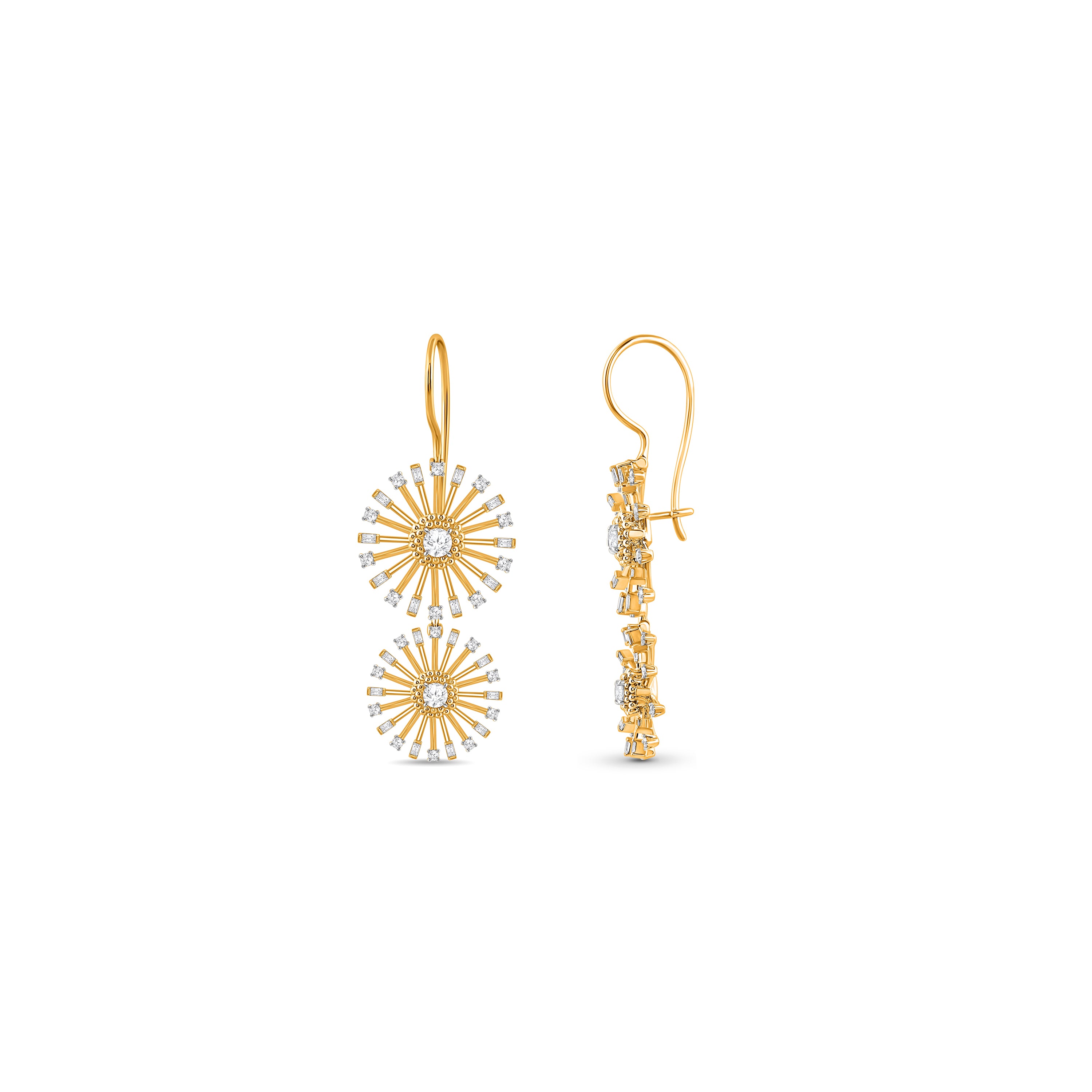 HARAKH Sunlight Double Sunbeam Diamond Wire Earrings