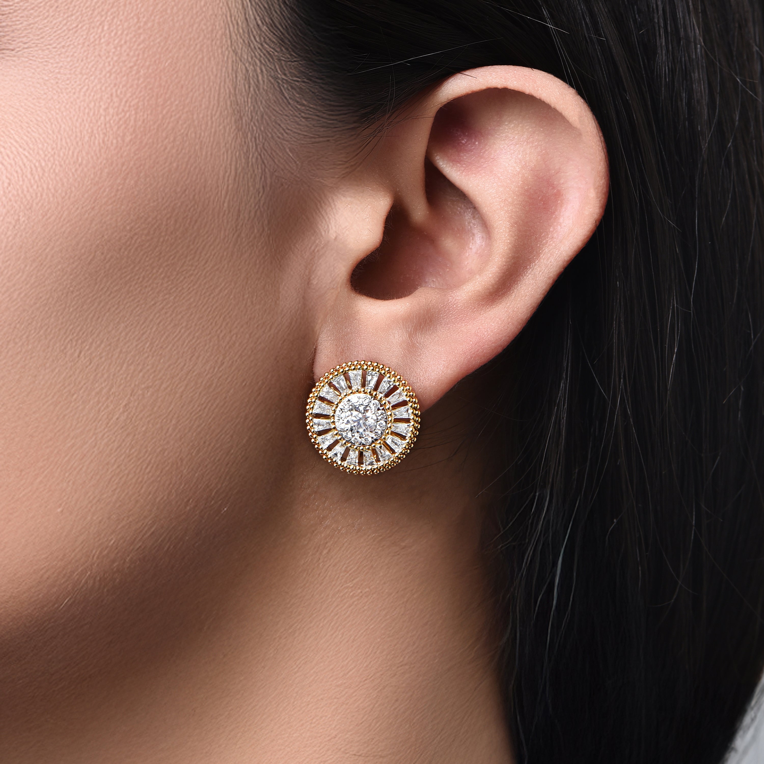 HARAKH Sunlight Diamond Aureole Stud Earrings