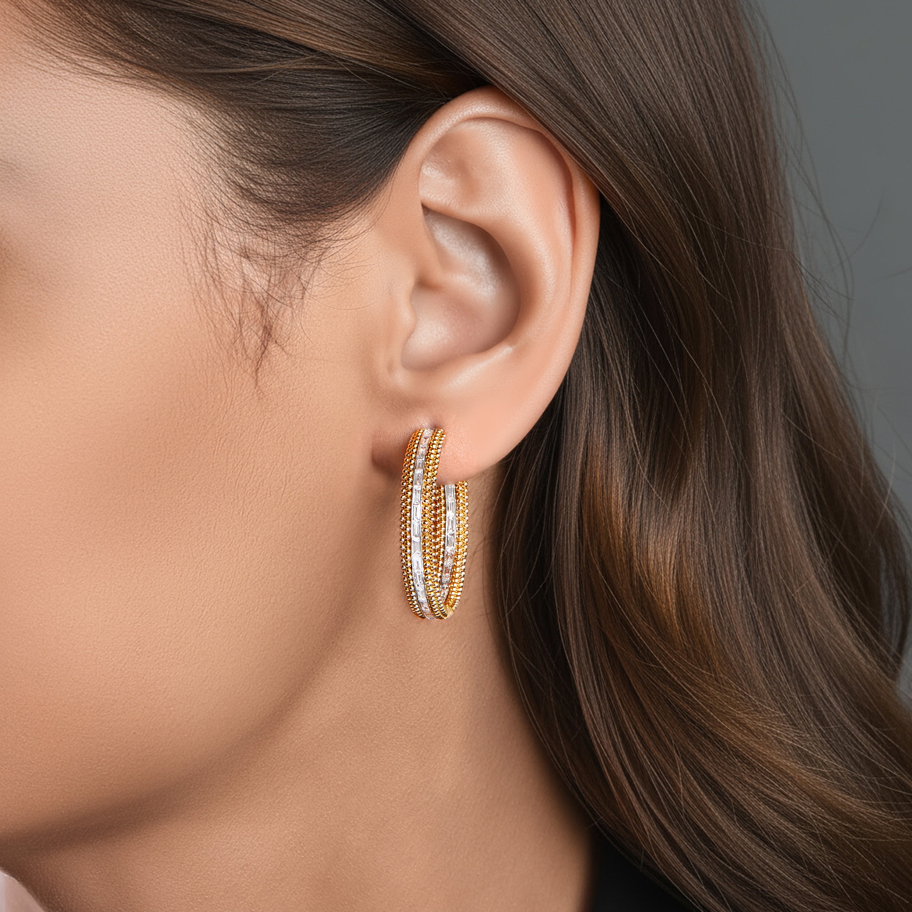 HARAKH Sunlight In-and-Out Radiant Baguette Diamond Earrings