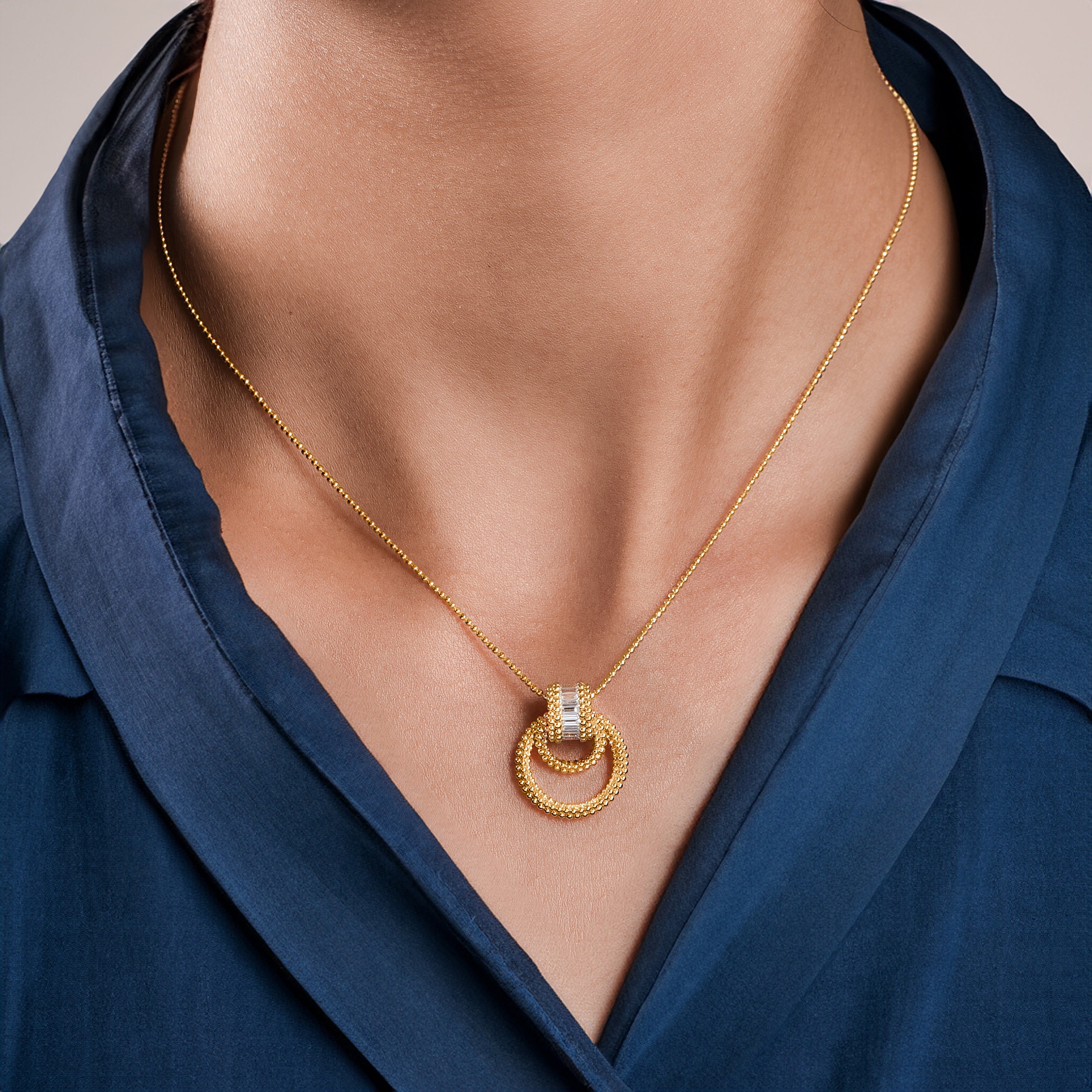 HARAKH GIA Certified Sunlight Rondell Door-Knocker Diamond Pendant