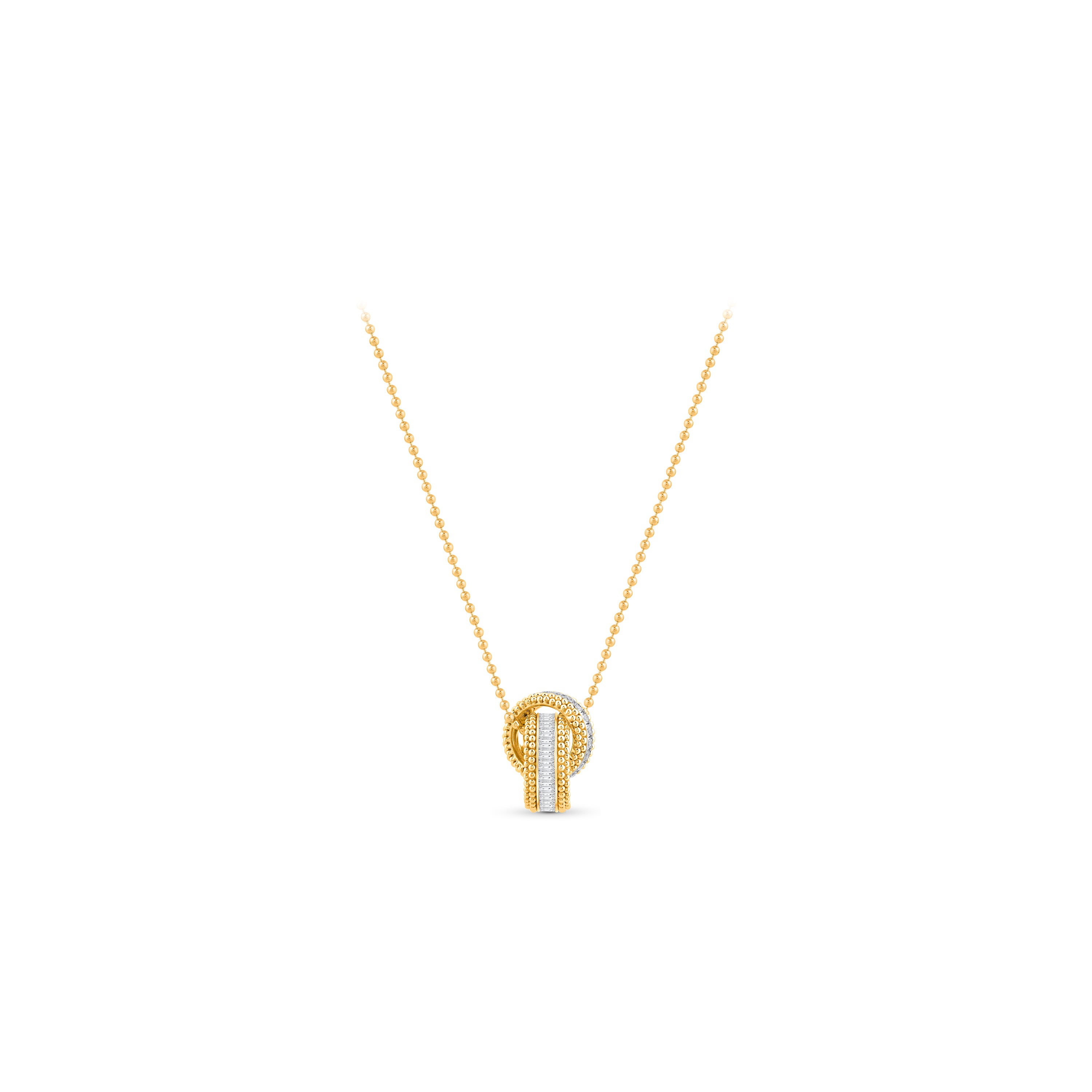 HARAKH GIA Certified Sunlight Entwined Rondells – Sleek Baguette Round Diamond Pendant