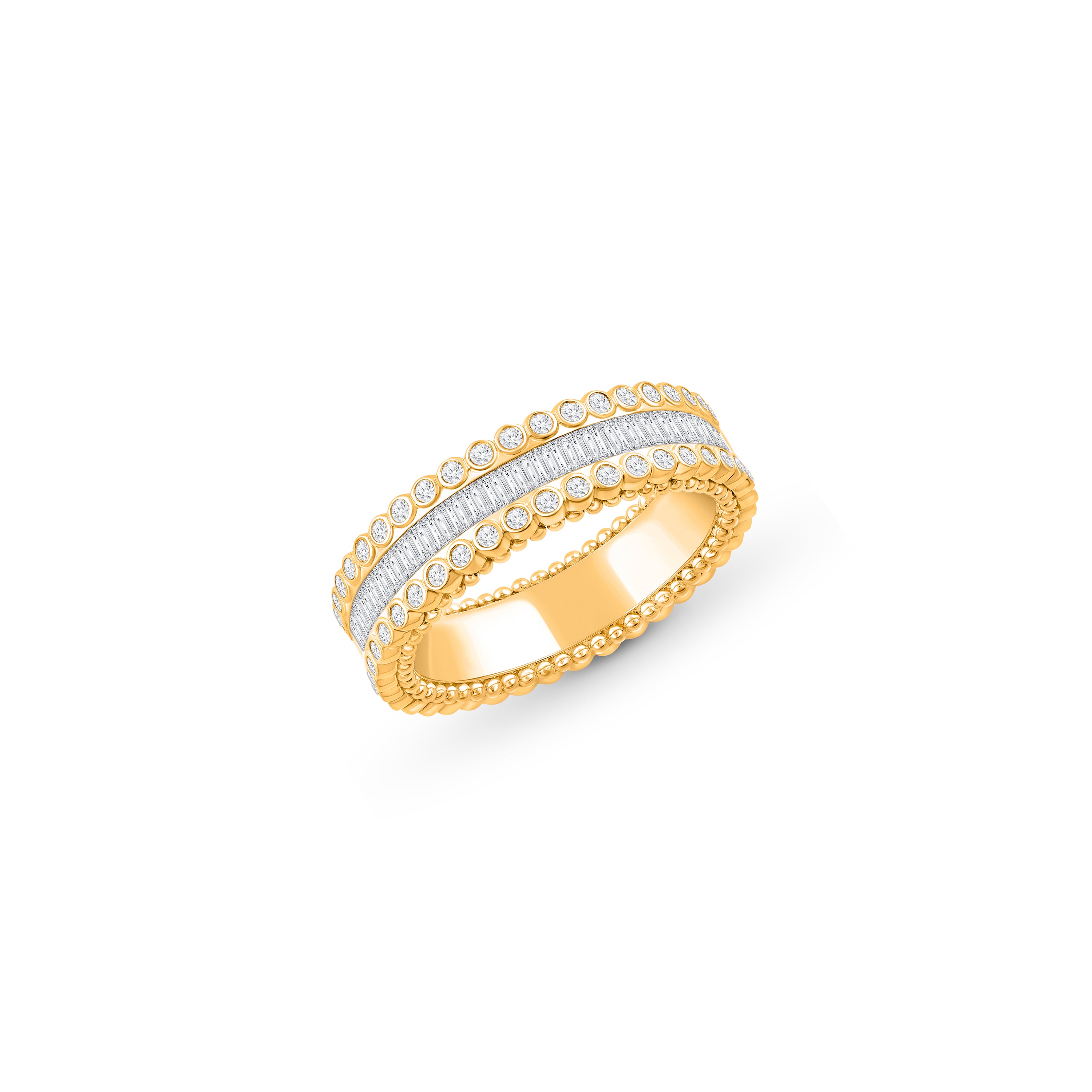 HARAKH Sunlight Half-Eternity Ring – Baguette & Round Bezel