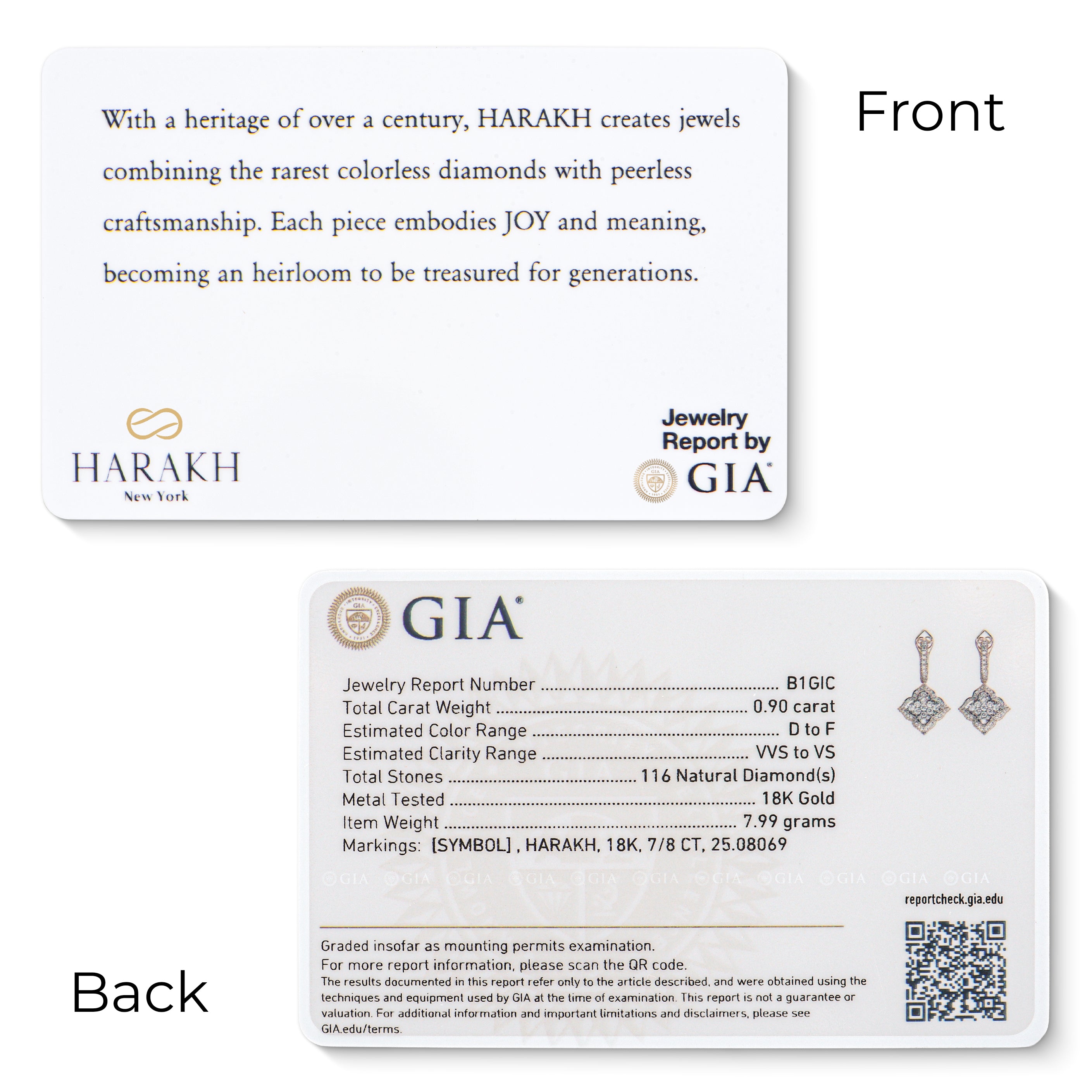 HARAKH Mandala Dome Motif Colorless Diamond Dangling Earrings | GIA Jewelry Report