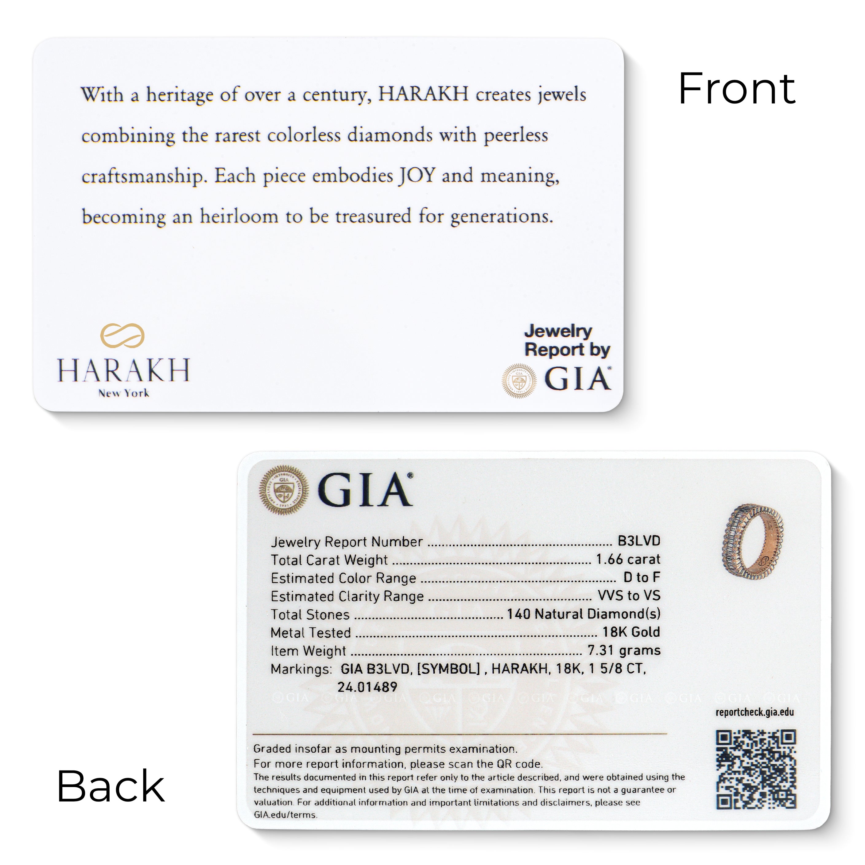 HARAKH Sunlight Soft-Cut Colorless Diamond Eternity Ring | GIA Jewelry Report