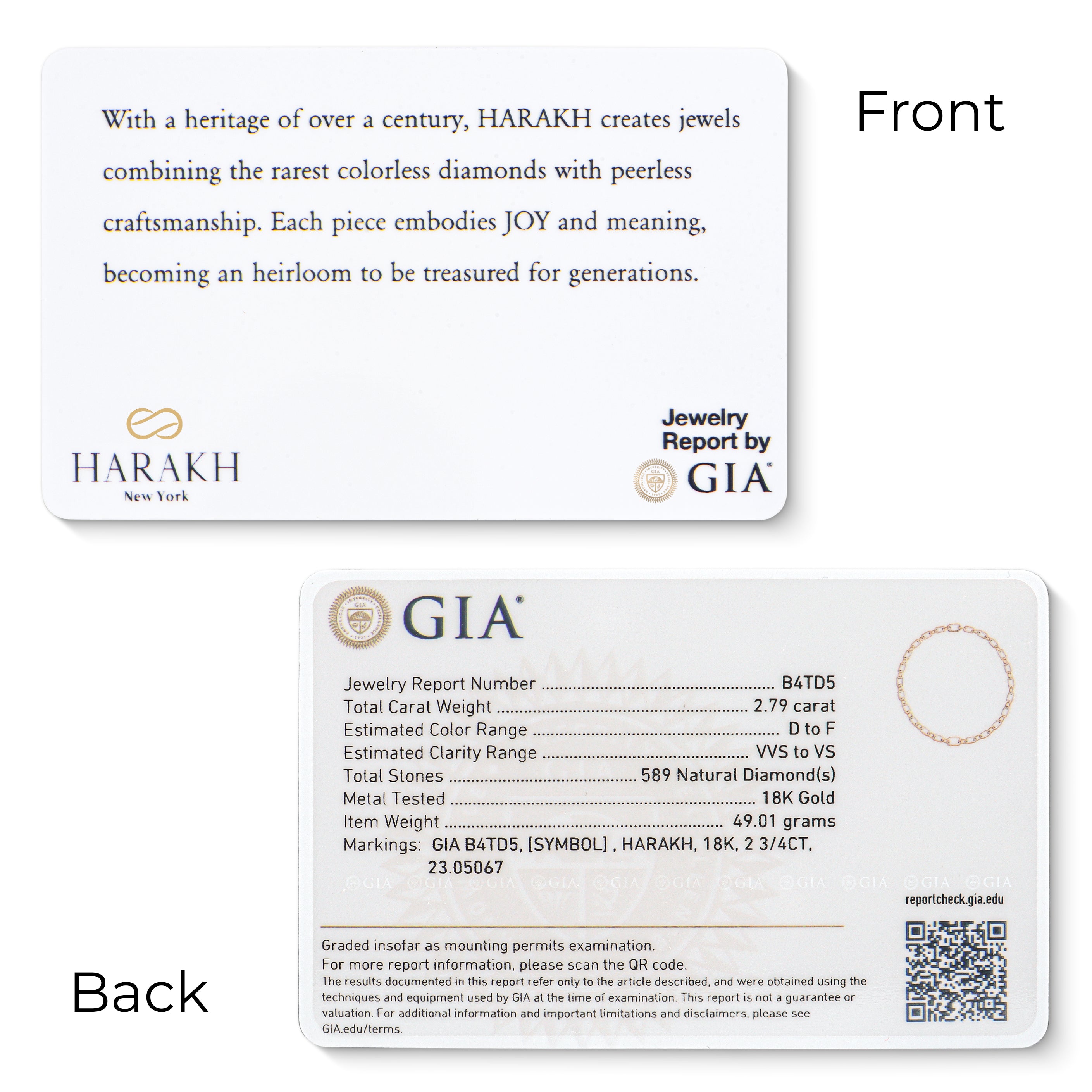 HARAKH Sunlight Colorless Diamond Intertwined Duo Link Necklace I GIA Jewelry Report