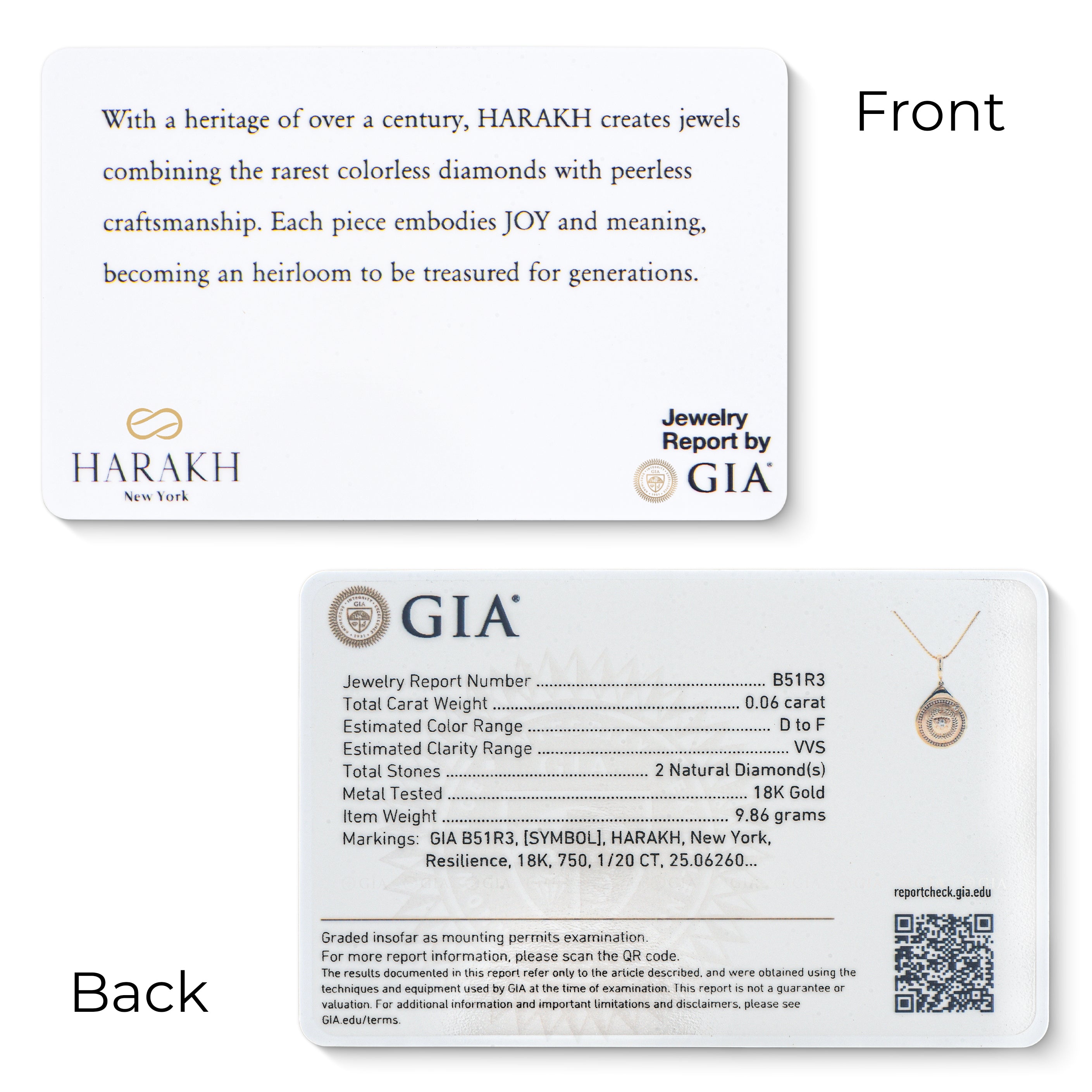 HARAKH Resilience Colorless Diamond Drops of JOY – Clip-Lock Pendant I GIA Jewelry Report
