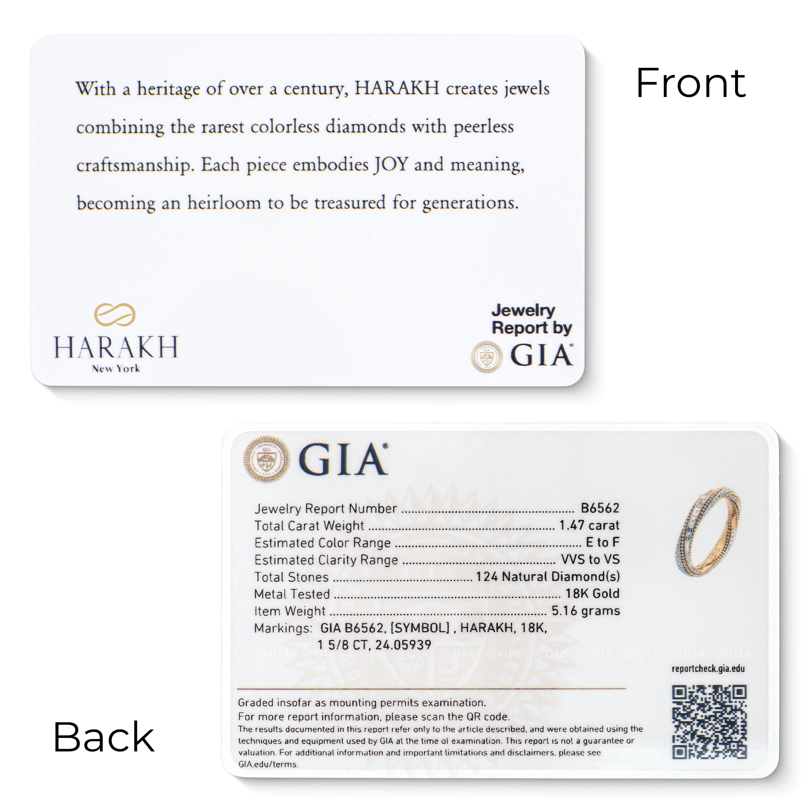 HARAKH Sunlight Auric Hemisphere Eternity Colorless Diamond Ring I GIA Jewelry Report