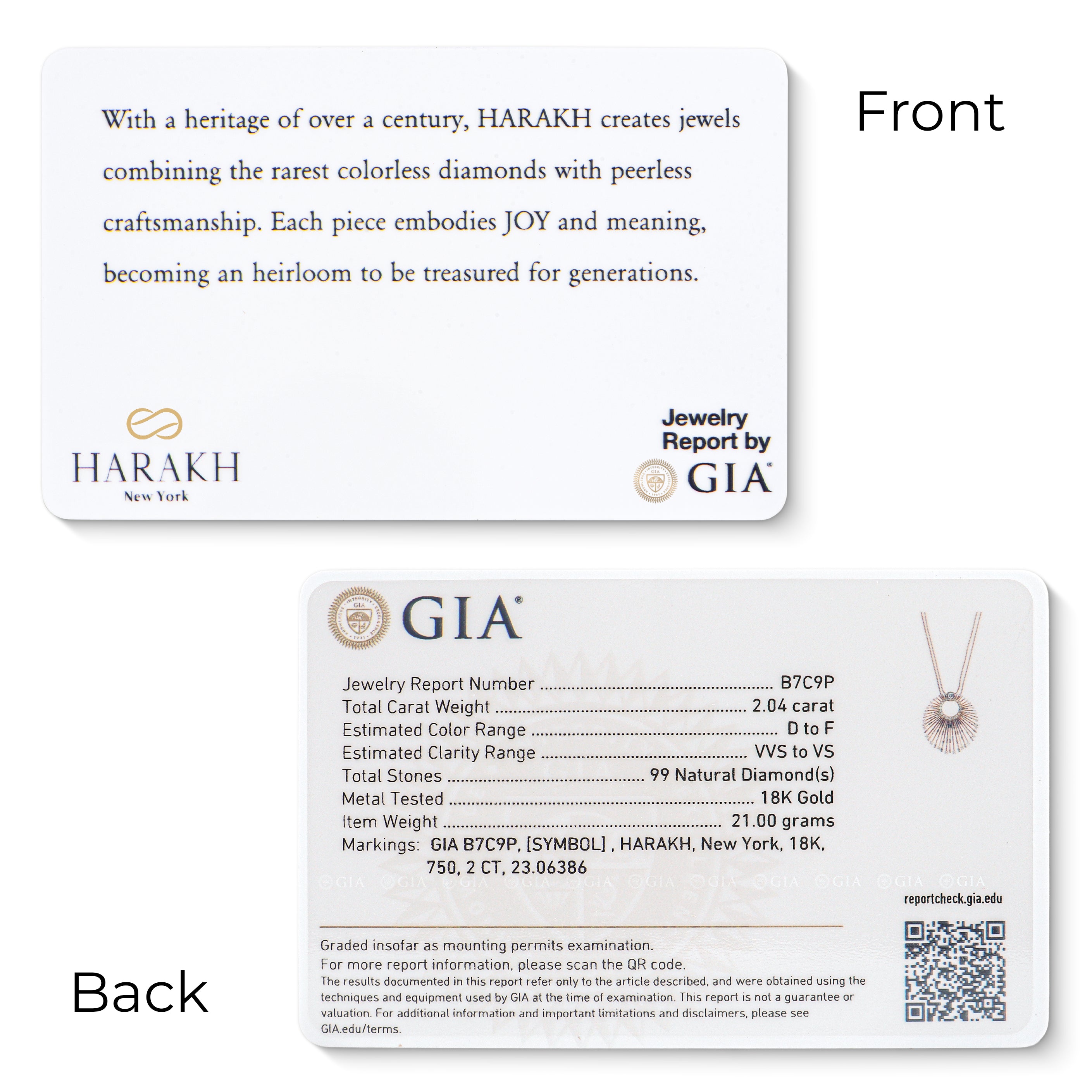 HARAKH Sunlight Luminous Rays Colorless Diamond Medallion Pendant | GIA Jewelry Report