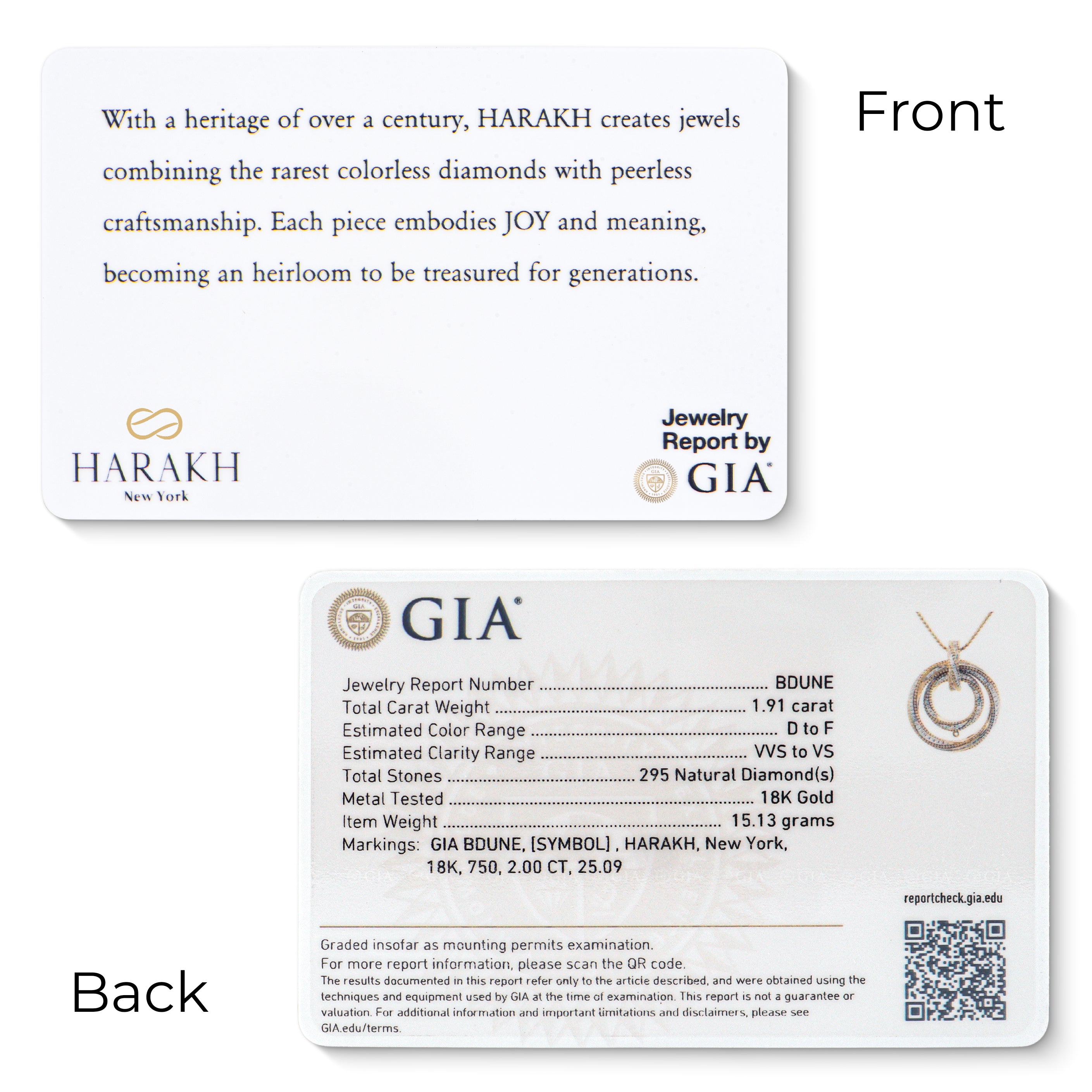 HARAKH Sunlight Eternal Circles Hemisphere  Twist Colorless Diamond Pendant I GIA Jewelry Report