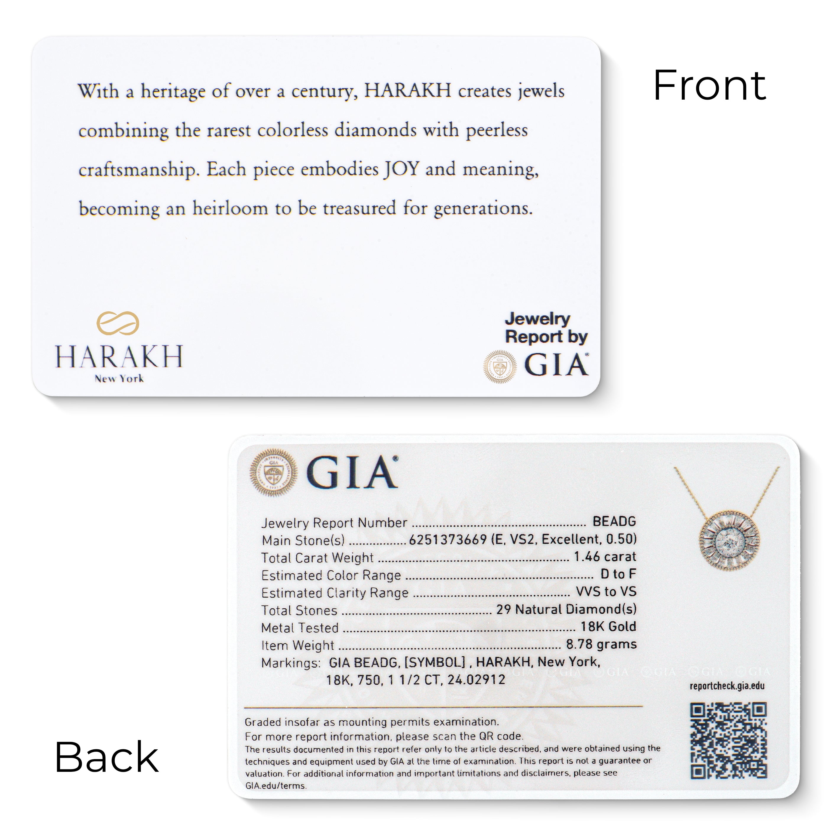 HARAKH Sunlight Colorless Diamond Aureole Pendant I GIA Jewelry Report