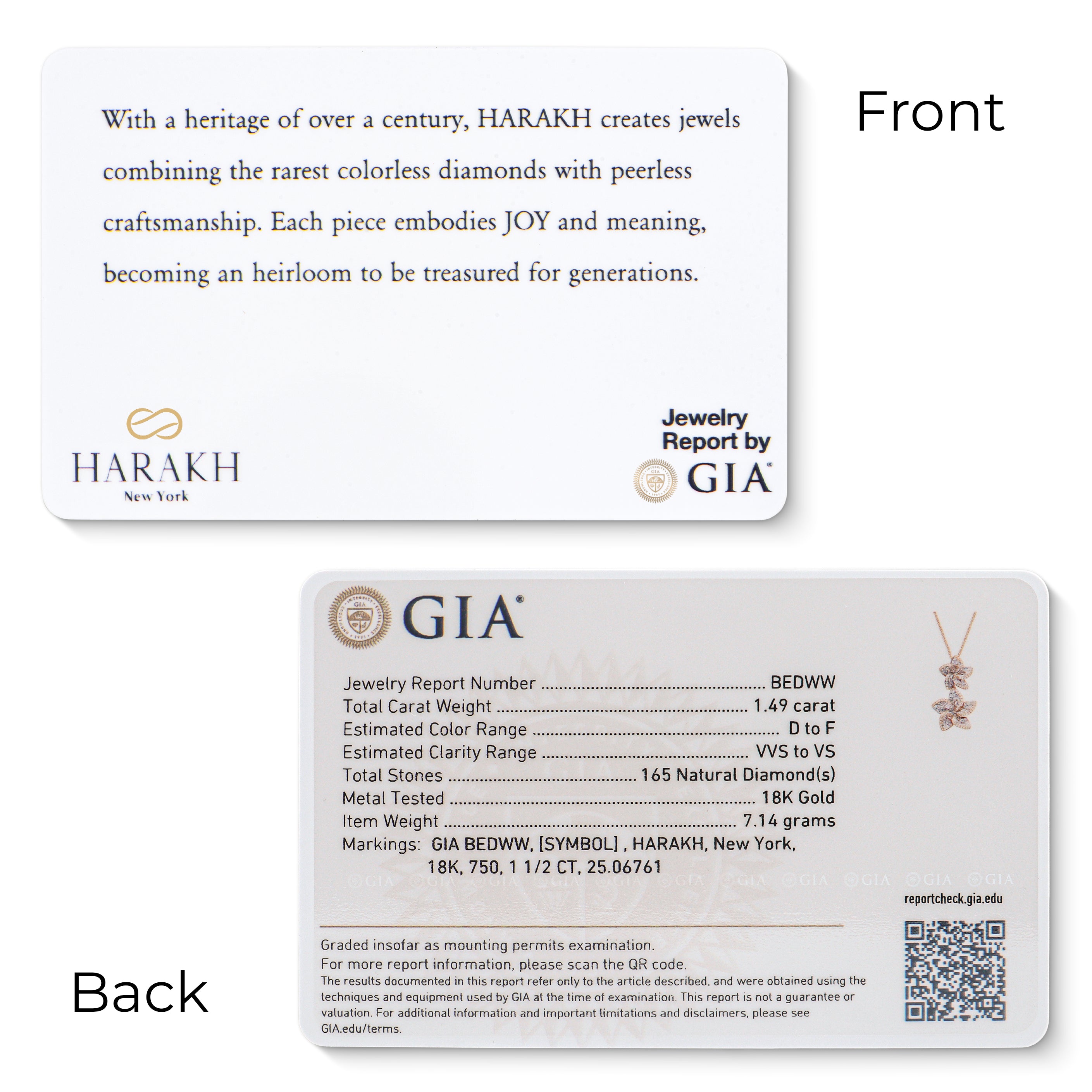 HARAKH Frangipani Double Flower Colorless Diamond Pendant | GIA Jewelry Report