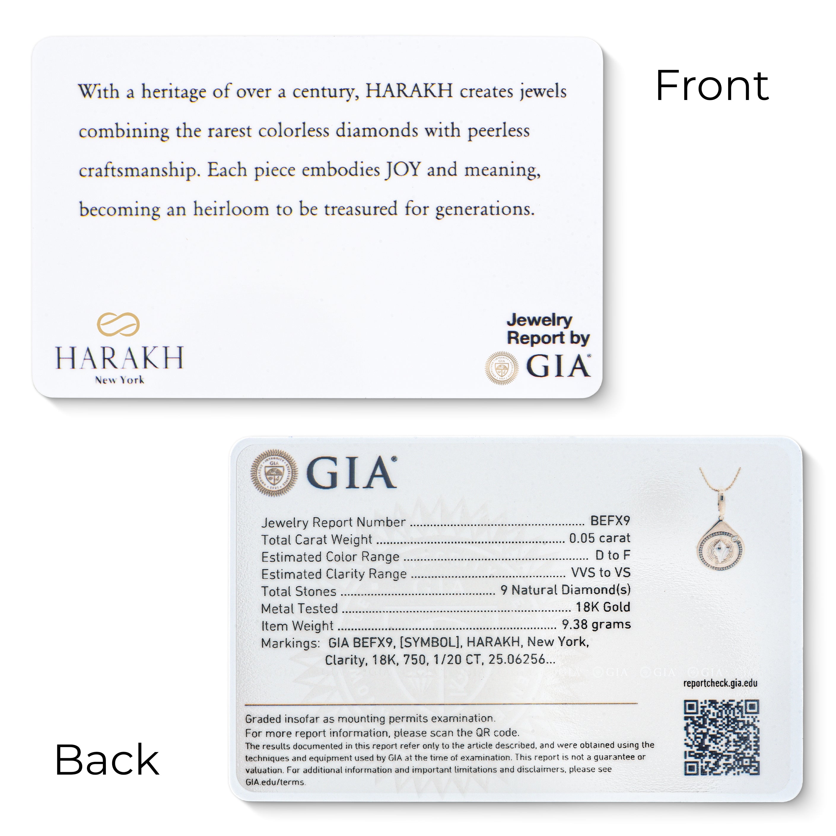 HARAKH Clarity Colorless Diamond Drops of JOY – Clip-Lock Pendant I GIA Jewelry Report