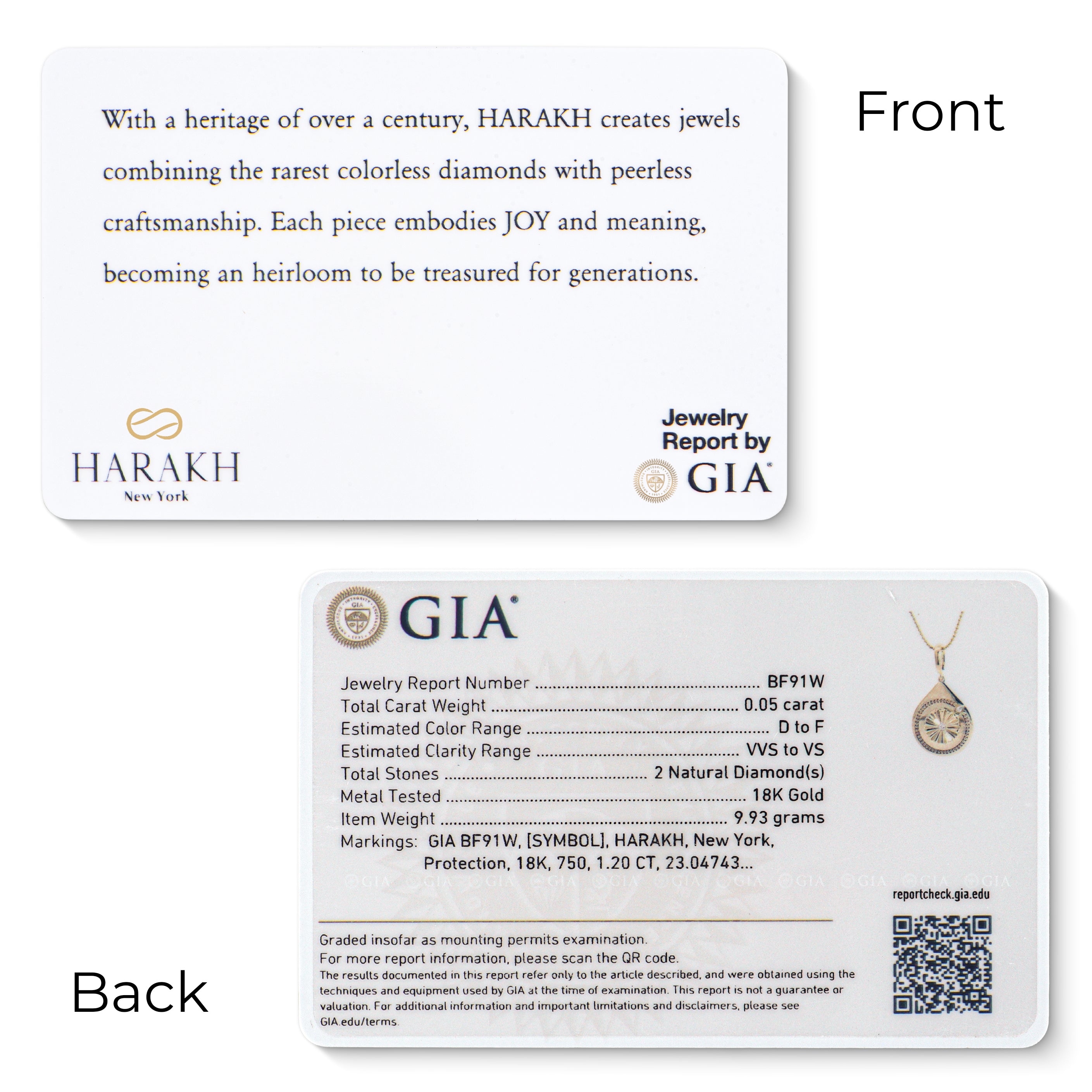 HARAKH Protection Colorless Diamond Drops of JOY – Clip-Lock Pendant I GIA Jewelry Report