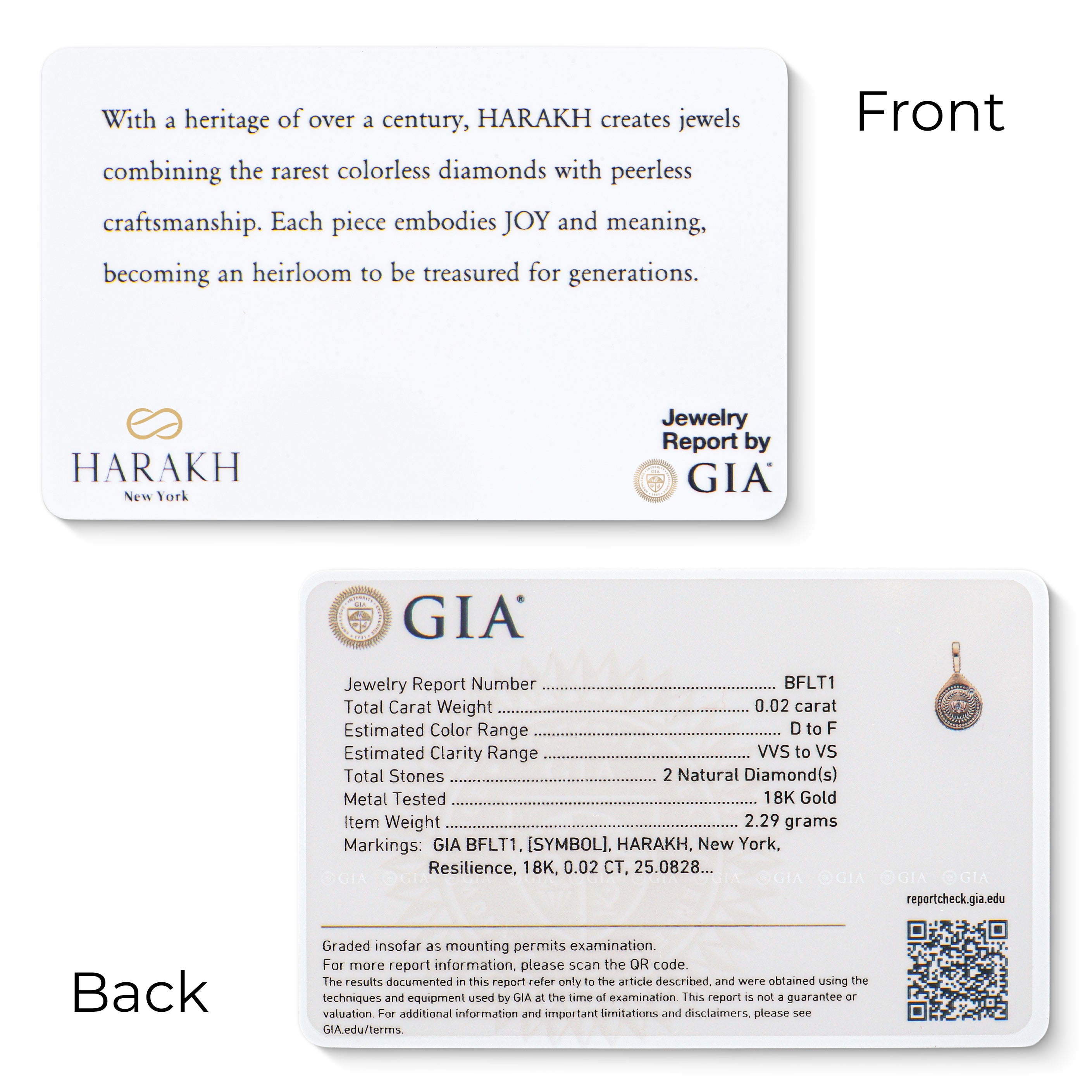HARAKH Resilience – Colorless Diamond Drops of JOY Charm Pendant I GIA Jewelry Report