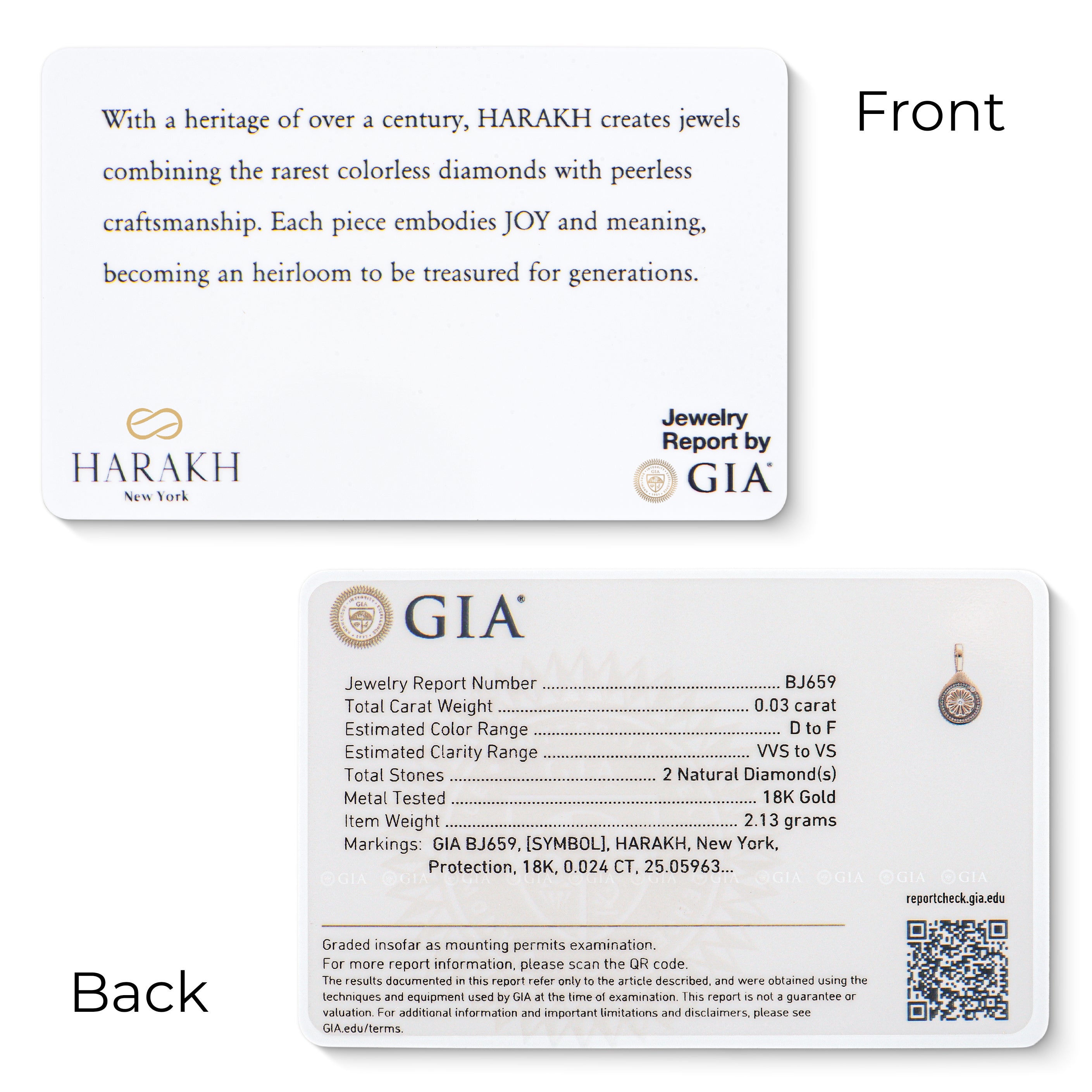 HARAKH Protection – Colorless Diamond Drops of JOY Charm Pendant I GIA Jewelry Report