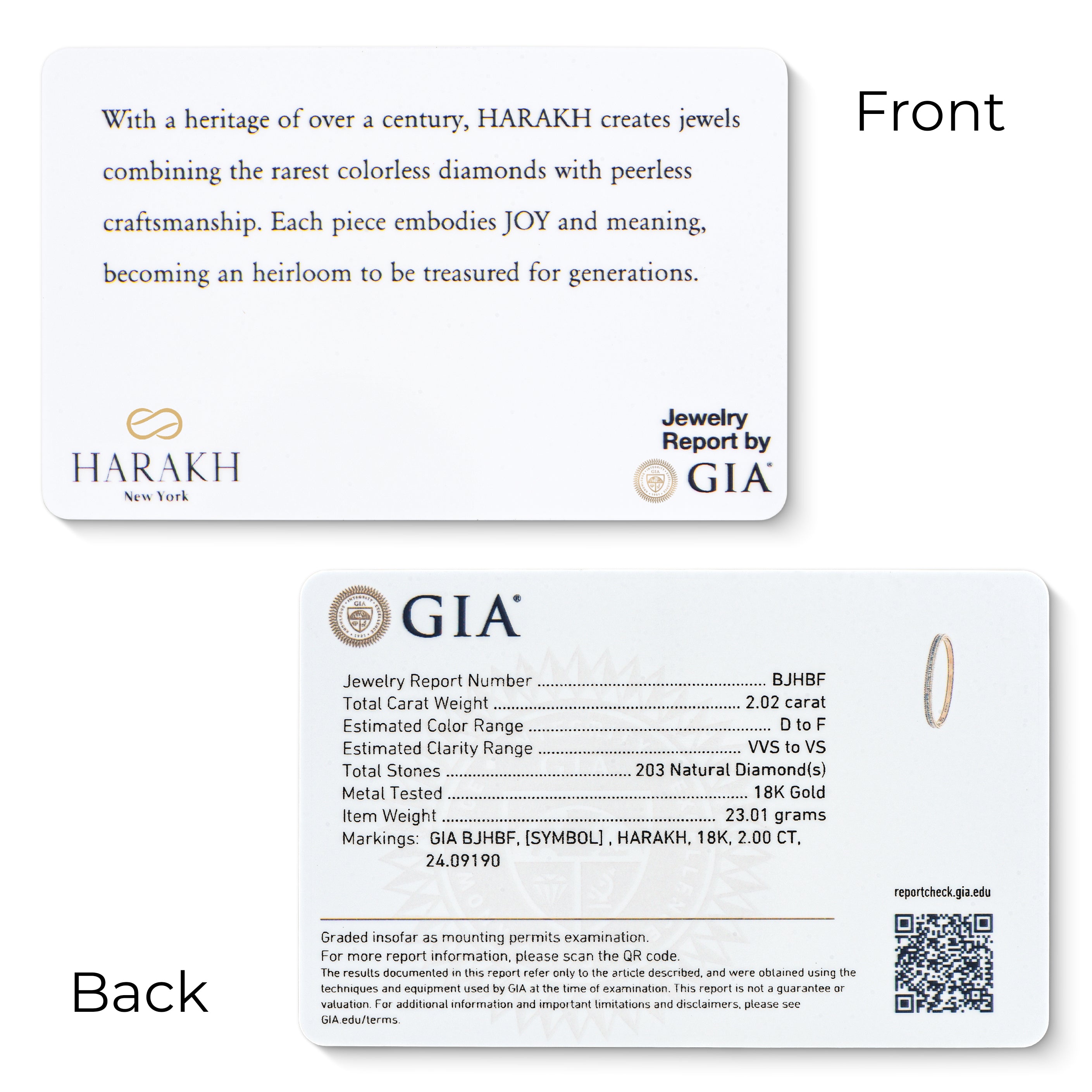 HARAKH Sunlight Half-Eternity Bangle – Baguette & Round Colorless Diamond Bezel | GIA Jewelry Report