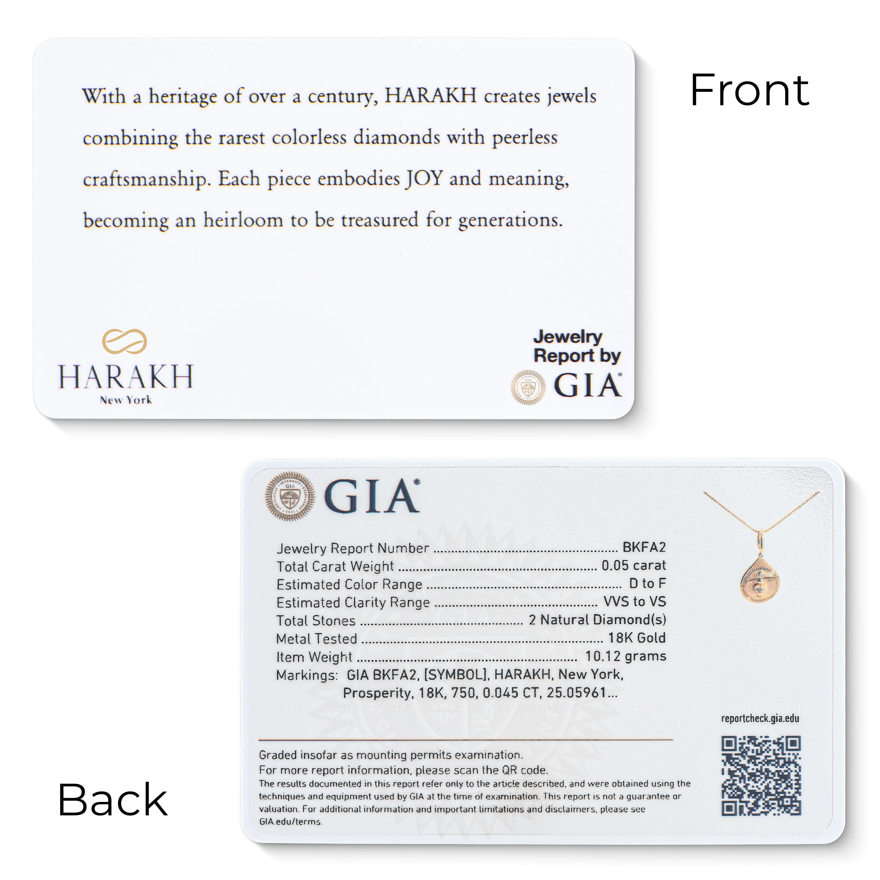 HARAKH Prosperity Colorless Diamond Drops of JOY Clip-Lock Pendant I GIA Jewelry Report