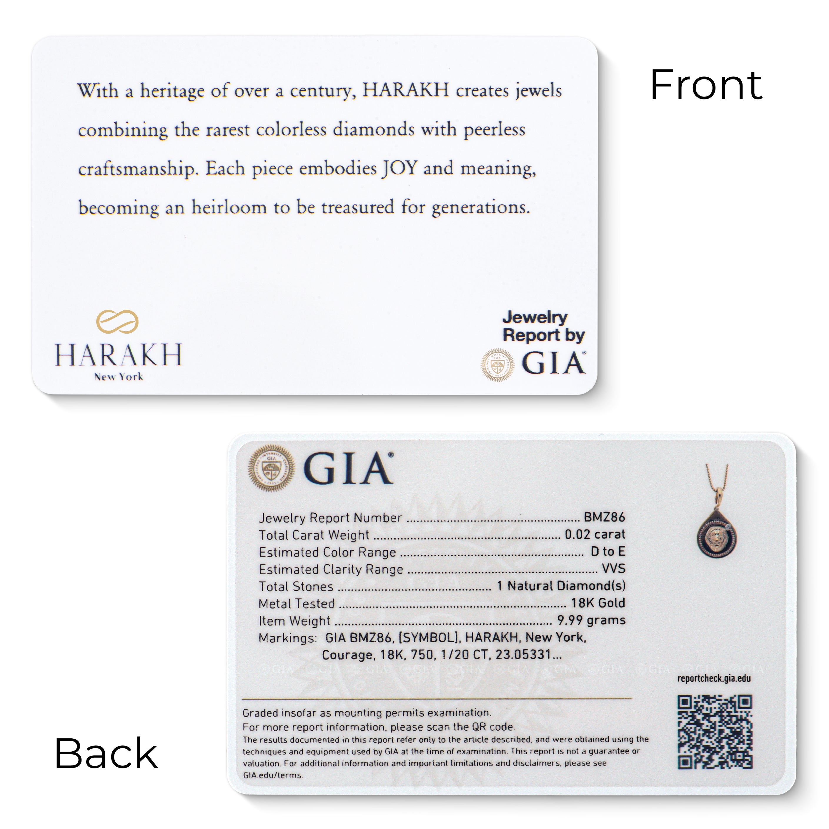 HARAKH Courage Colorless Diamond Drops of JOY – Clip-Lock Pendant I GIA Jewelry Report
