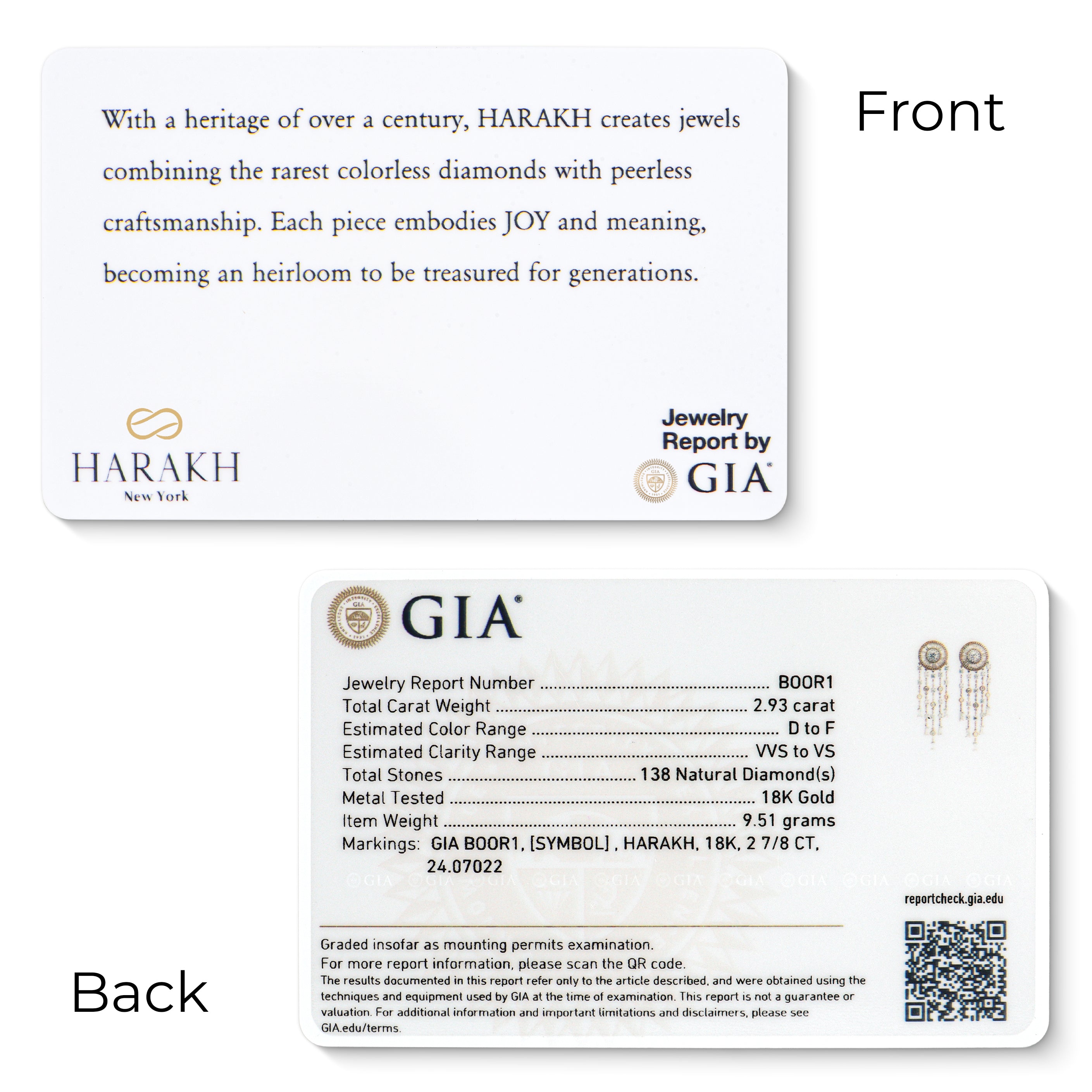 HARAKH Sunlight Aureole Dreamcatcher Colorless Diamond Earrings | GIA Jewelry Report