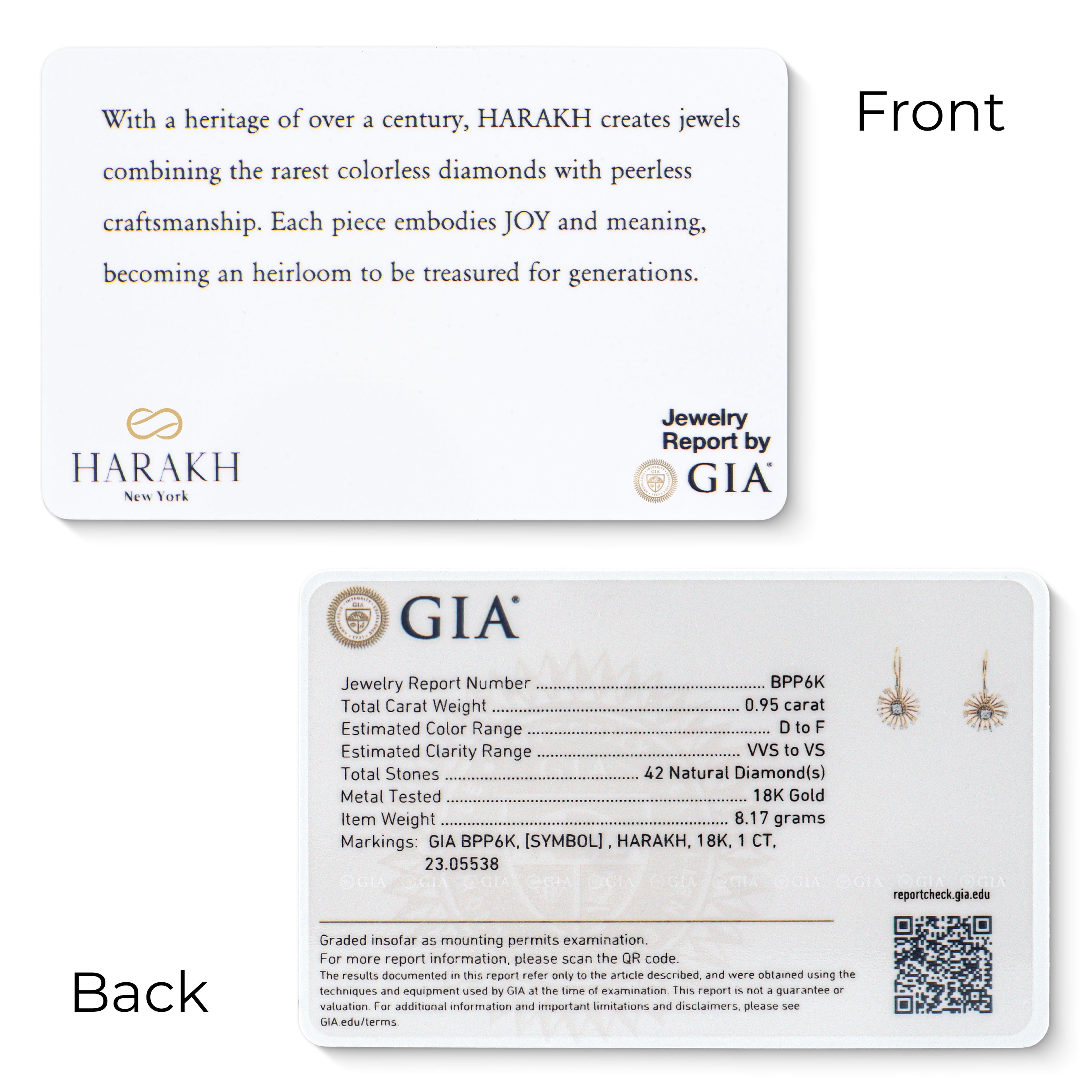 HARAKH Sunlight Sunbeam Colorless Diamond Wire Dangling Earrings I GIA Jewelry Report
