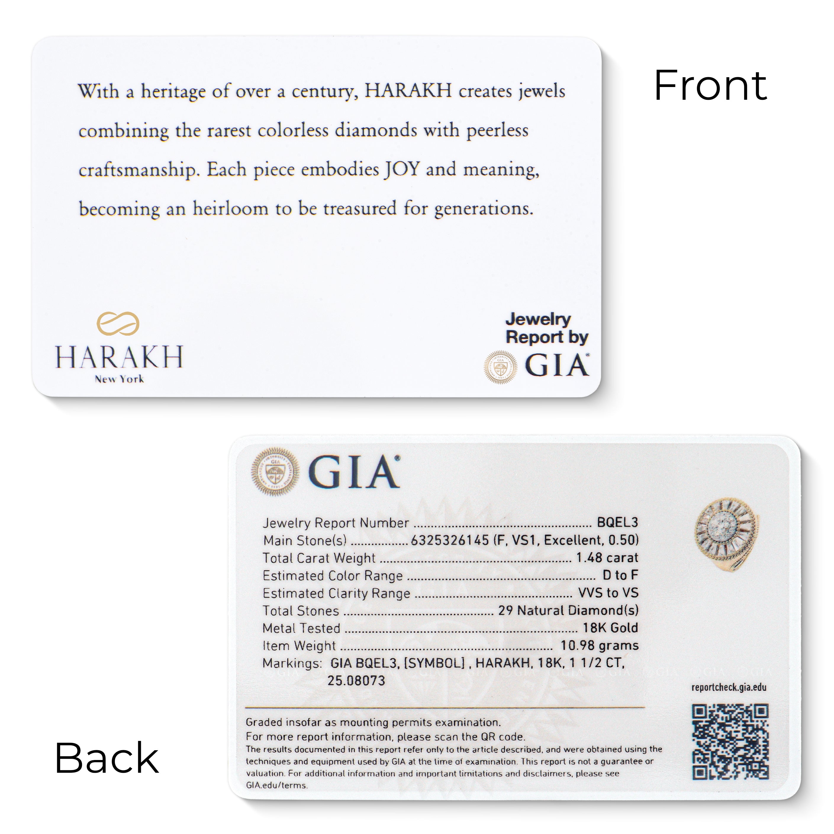 HARAKH Sunlight Colorless Diamond Aureole Ring I GIA Jewelry Report