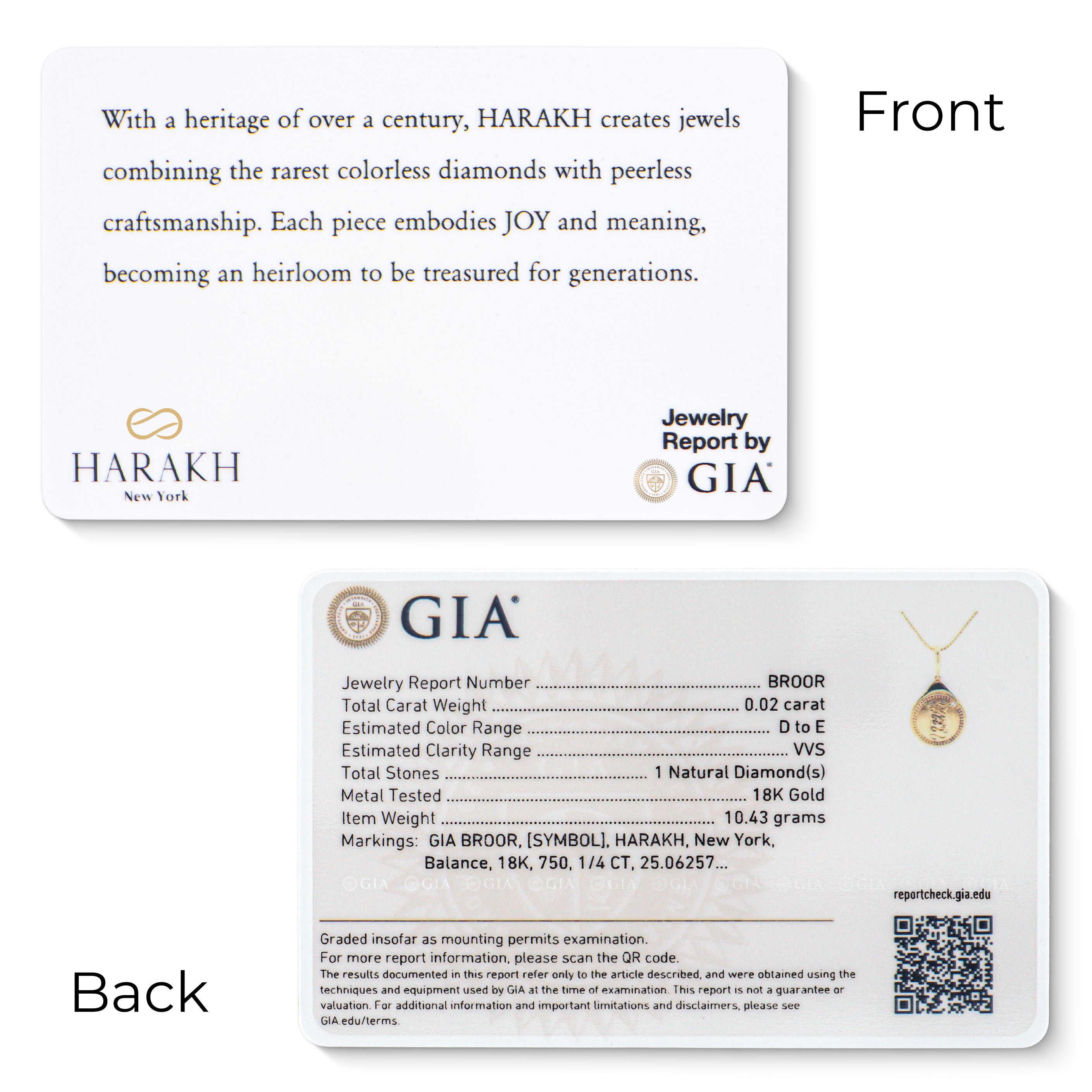 HARAKH Balance Colorless Diamond Drops of JOY – Clip-Lock Pendant I GIA Jewelry Report