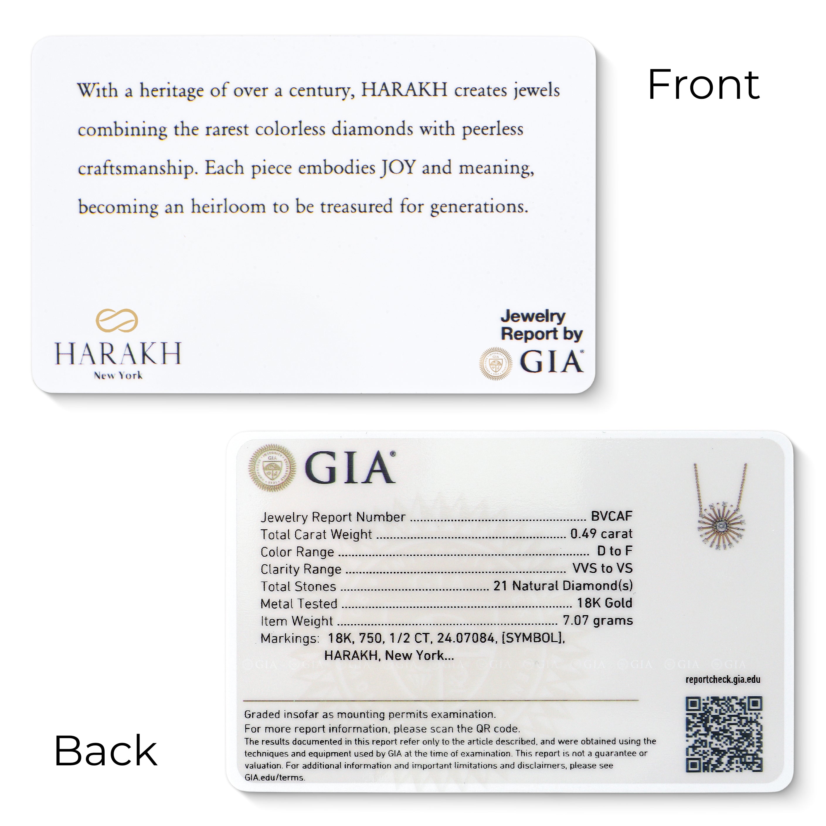 HARAKH Sunlight Sunbeam Colorless Diamond Pendant | GIA Jewelry Report