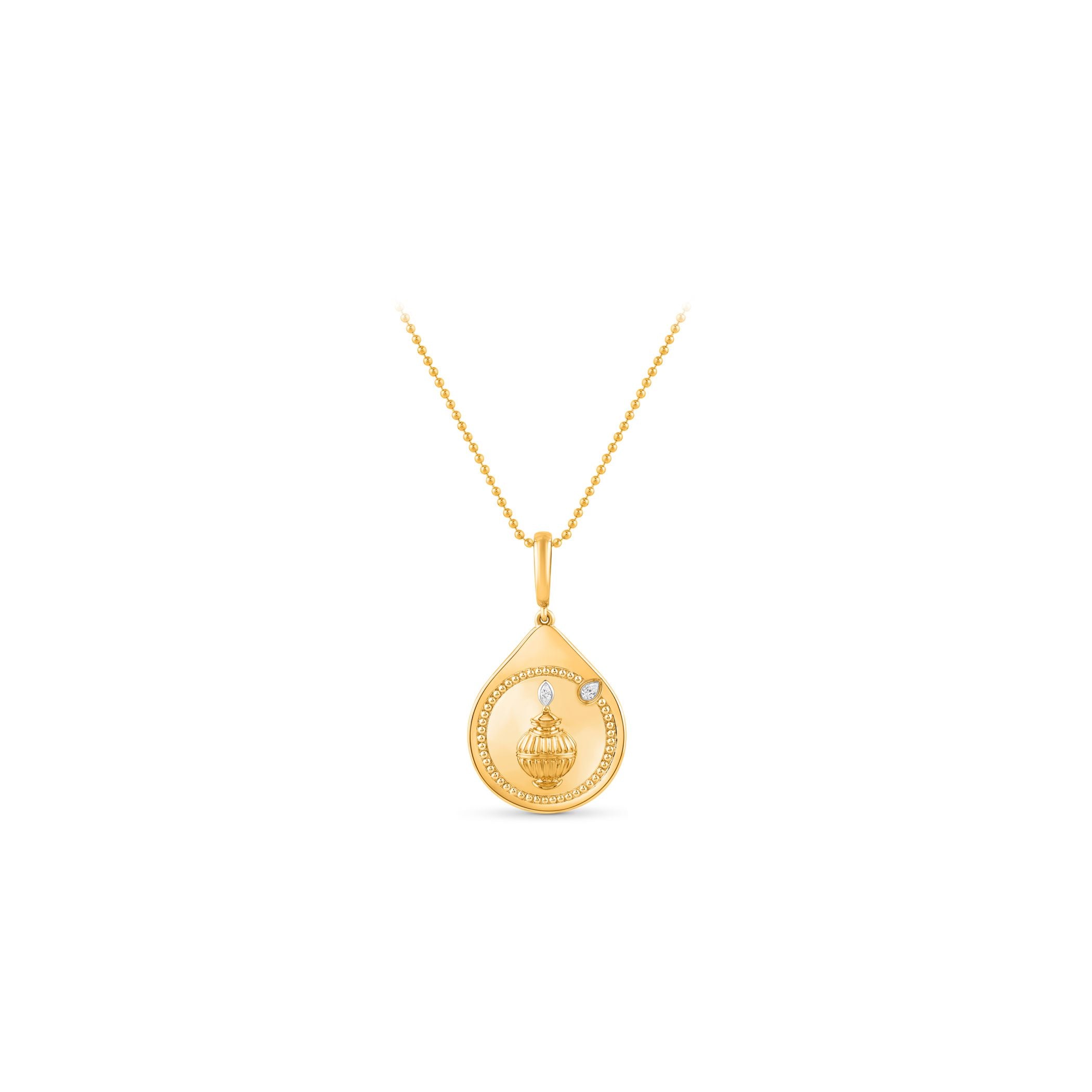 HARAKH 18 Karat Gold Colorless Diamond Drops Of Joy Prosperity Pendant Necklace