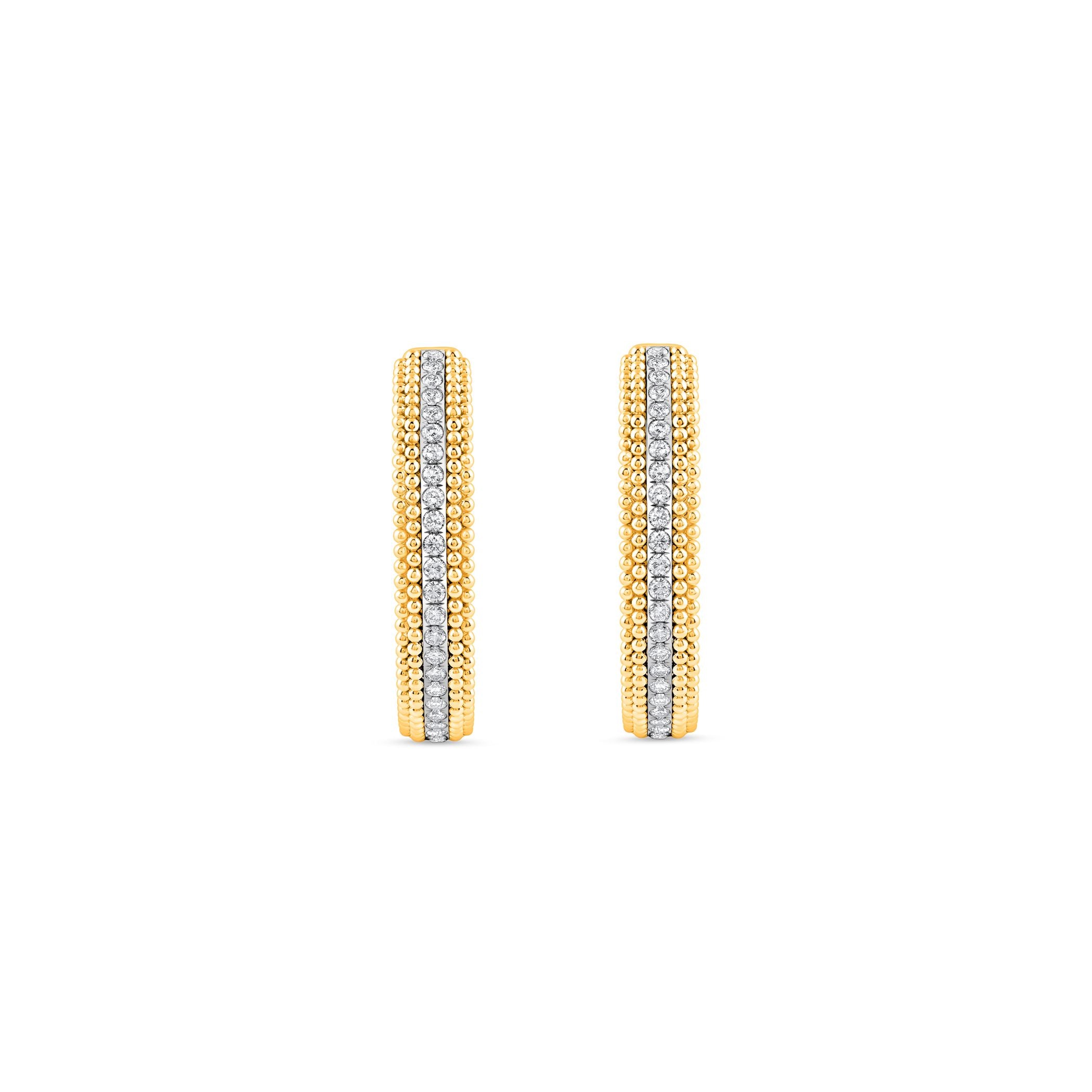 HARAKH 18 Karat Gold Colorless Diamond Sunlight Hoop Earrings
