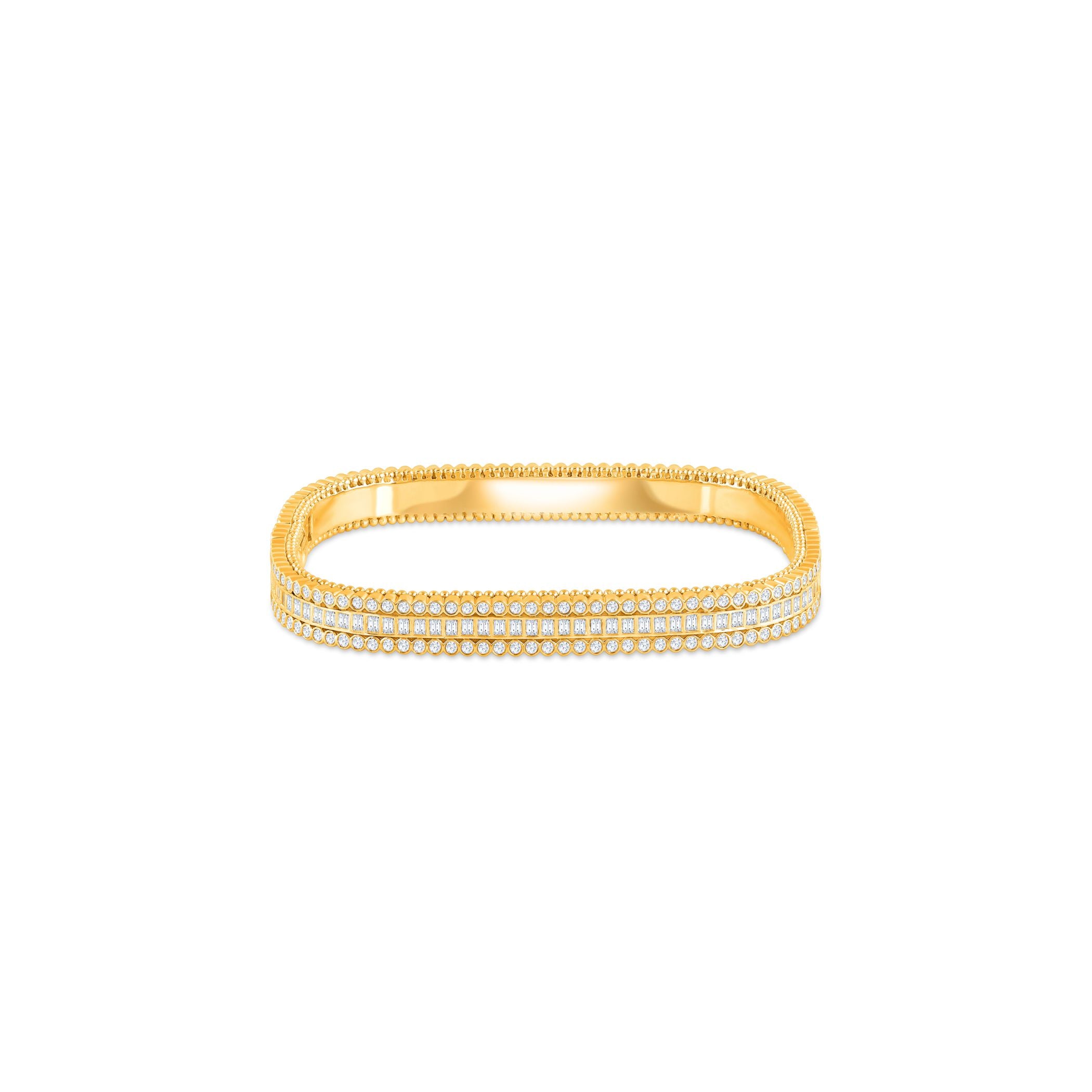 HARAKH 18 Kt Gold Colorless Diamond Contemporary Baguette Bangle