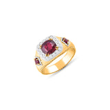 HARAKH 18Kt White & Yellow Gold Natural Colorless Diamond Mandala Motif On The Shank Of The Ring