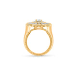 HARAKH 18Kt White & Yellow Gold Natural Colorless Diamond Sunlight Signet Pinky Ring
