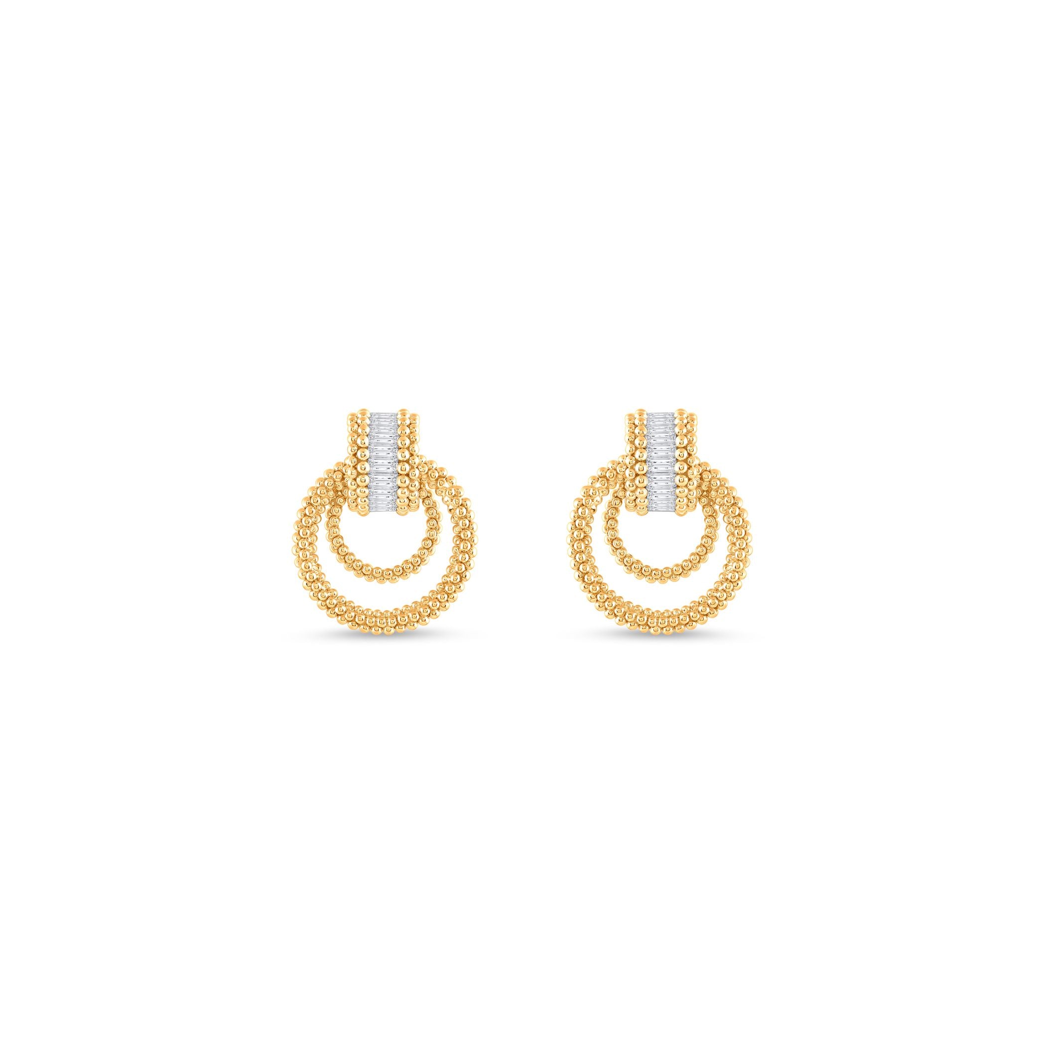 HARAKH 18Kt Yellow Gold Natural Colorless Diamond Sunlight Door Knocker Earring