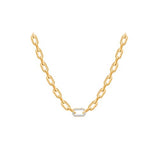 HARAKH 18Kt Yellow Gold Natural Colorless Diamond Sunlight Paper Clip Necklace