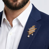 HARAKH Auric Sphere Men’s Pin in 18kt Yellow Gold with Mixed-Cut colorless Diamonds