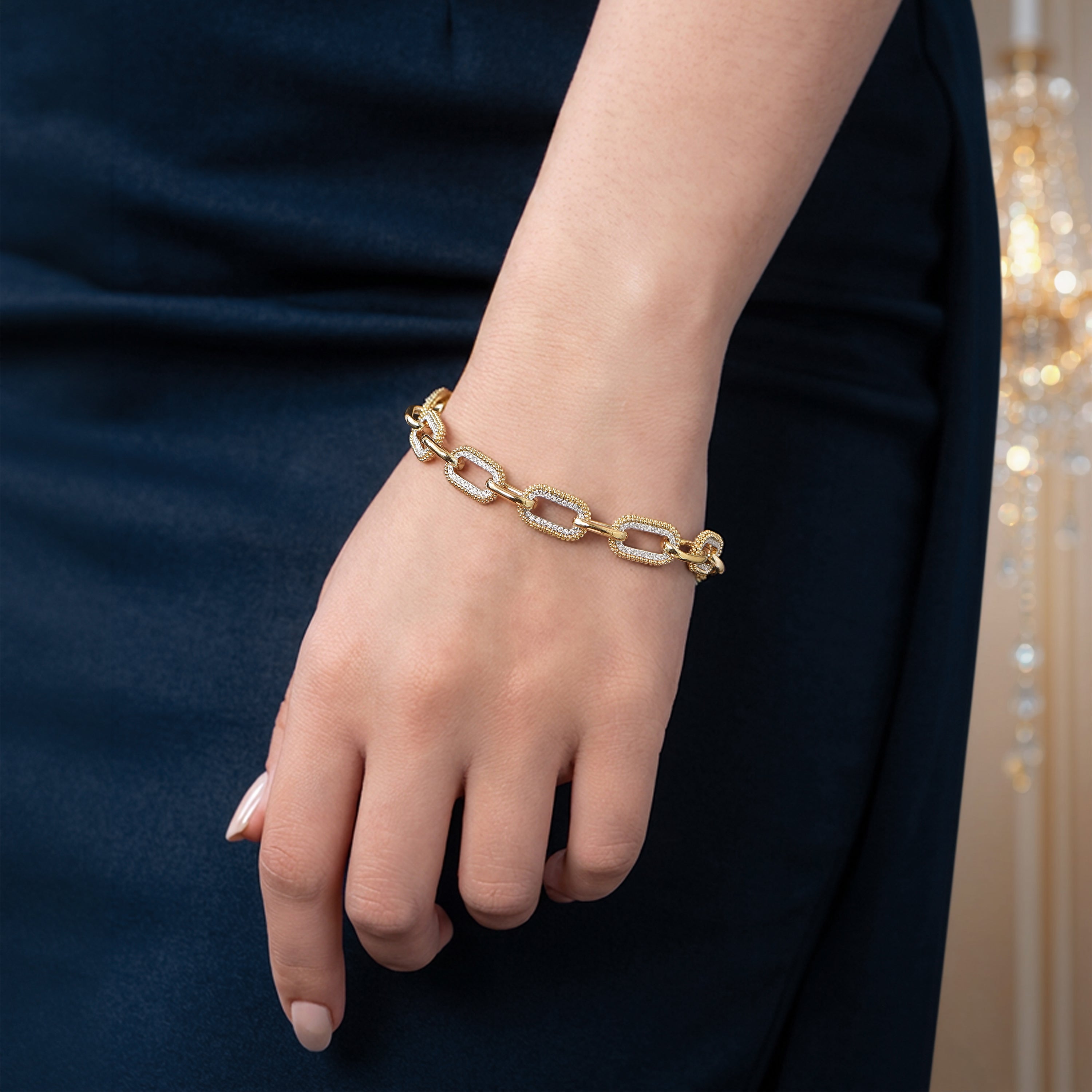 HARAKH Sunlight  Colorless Diamond Intertwined Duo Link Bracelet | GIA Jewelry Report
