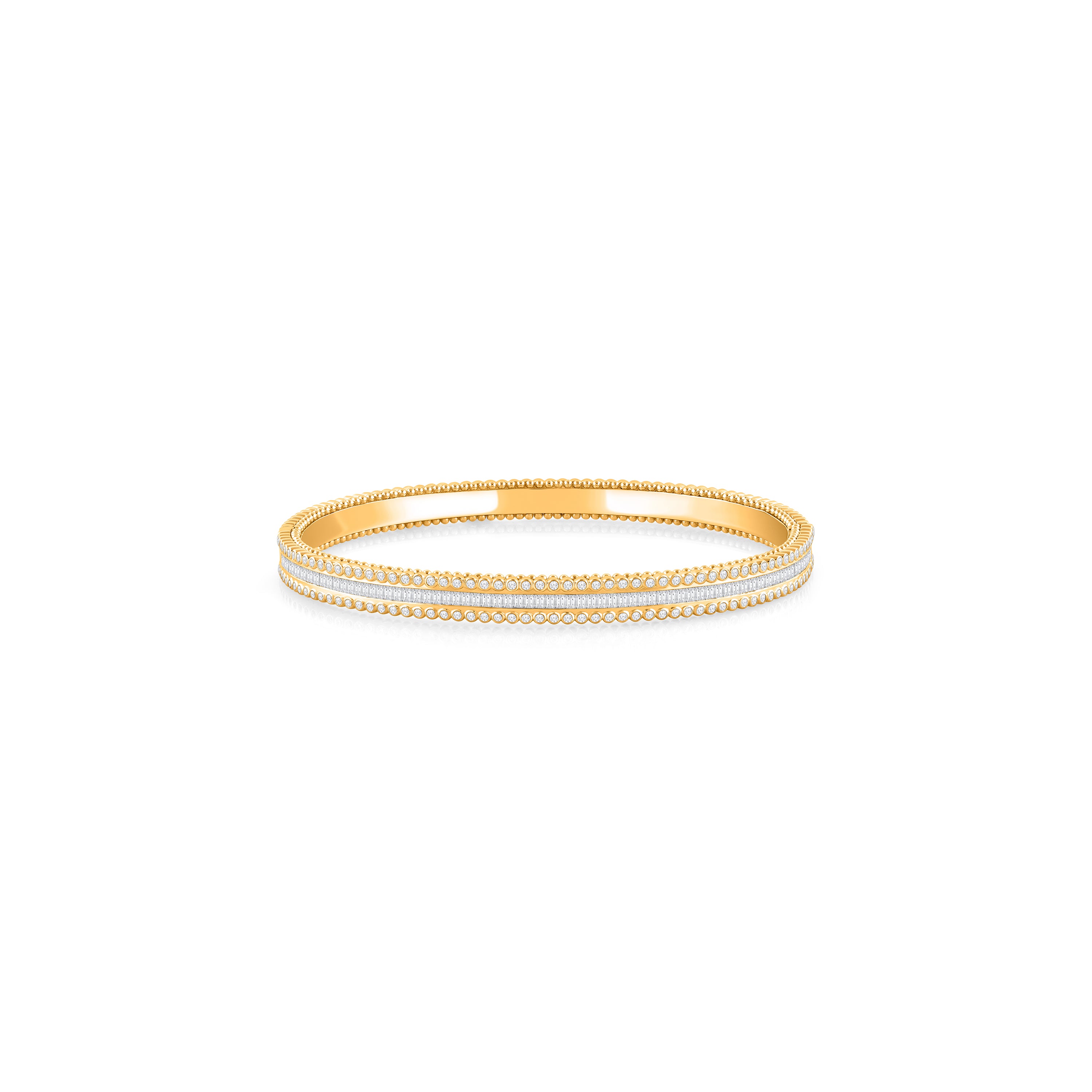 HARAKH 18 Karat Gold Baguette Colorless Diamond Half Eternity Sunlight Bangle