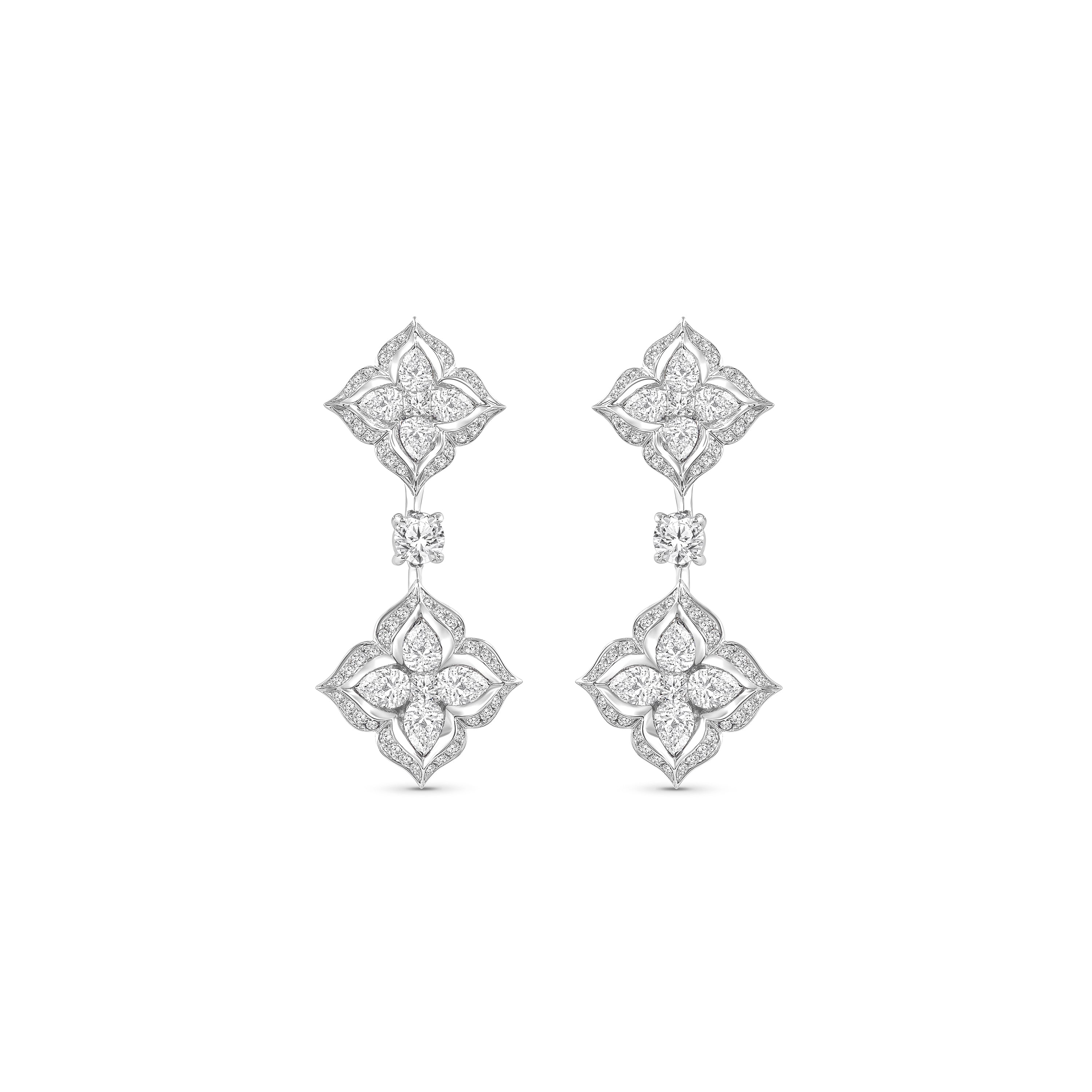 HARAKH Mandala Dome Motif Colorless Diamond Dangling Earrings | GIA Jewelry Report