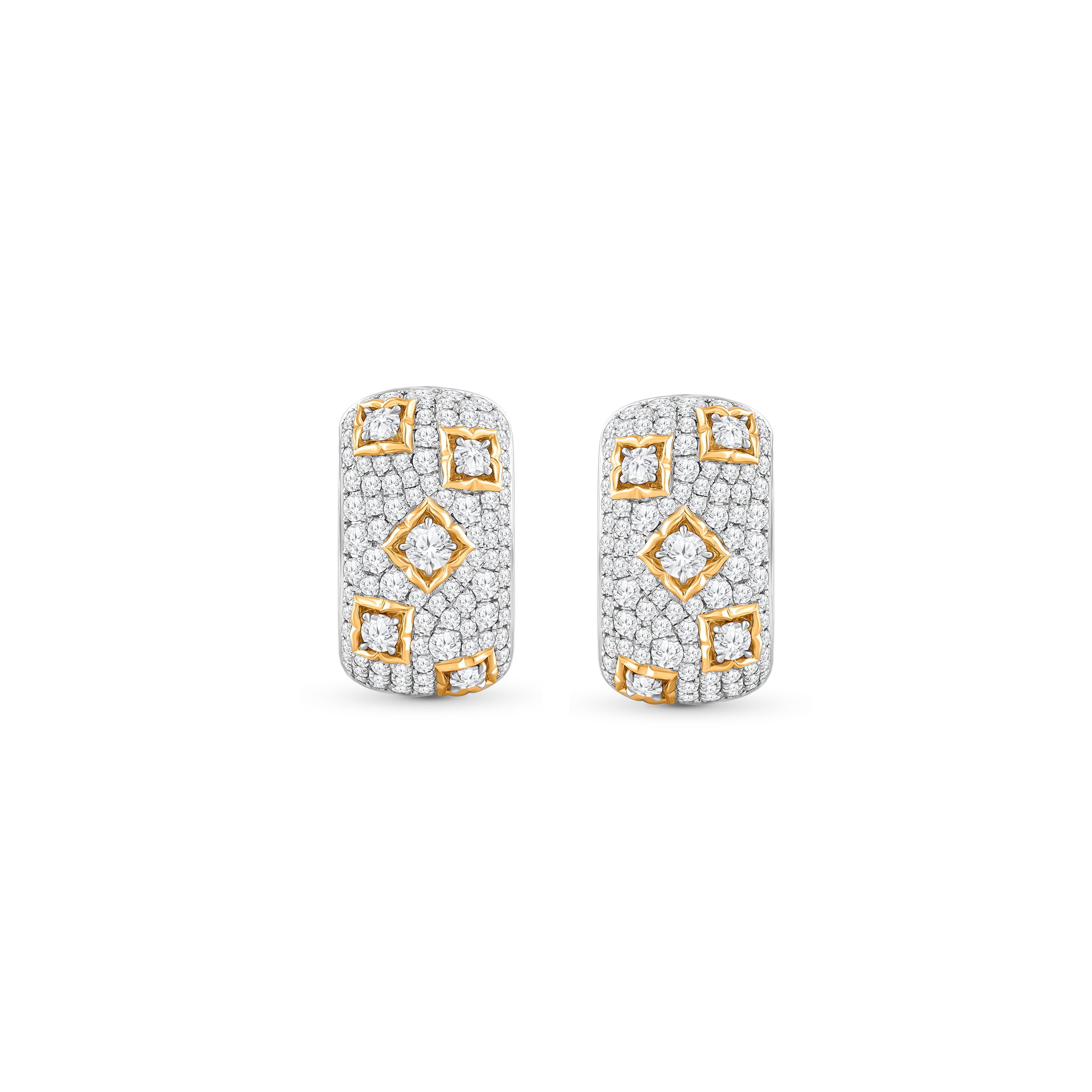 HARAKH Mandala Motif Colorless Diamond  Huggie Earrings | GIA Jewelry Report