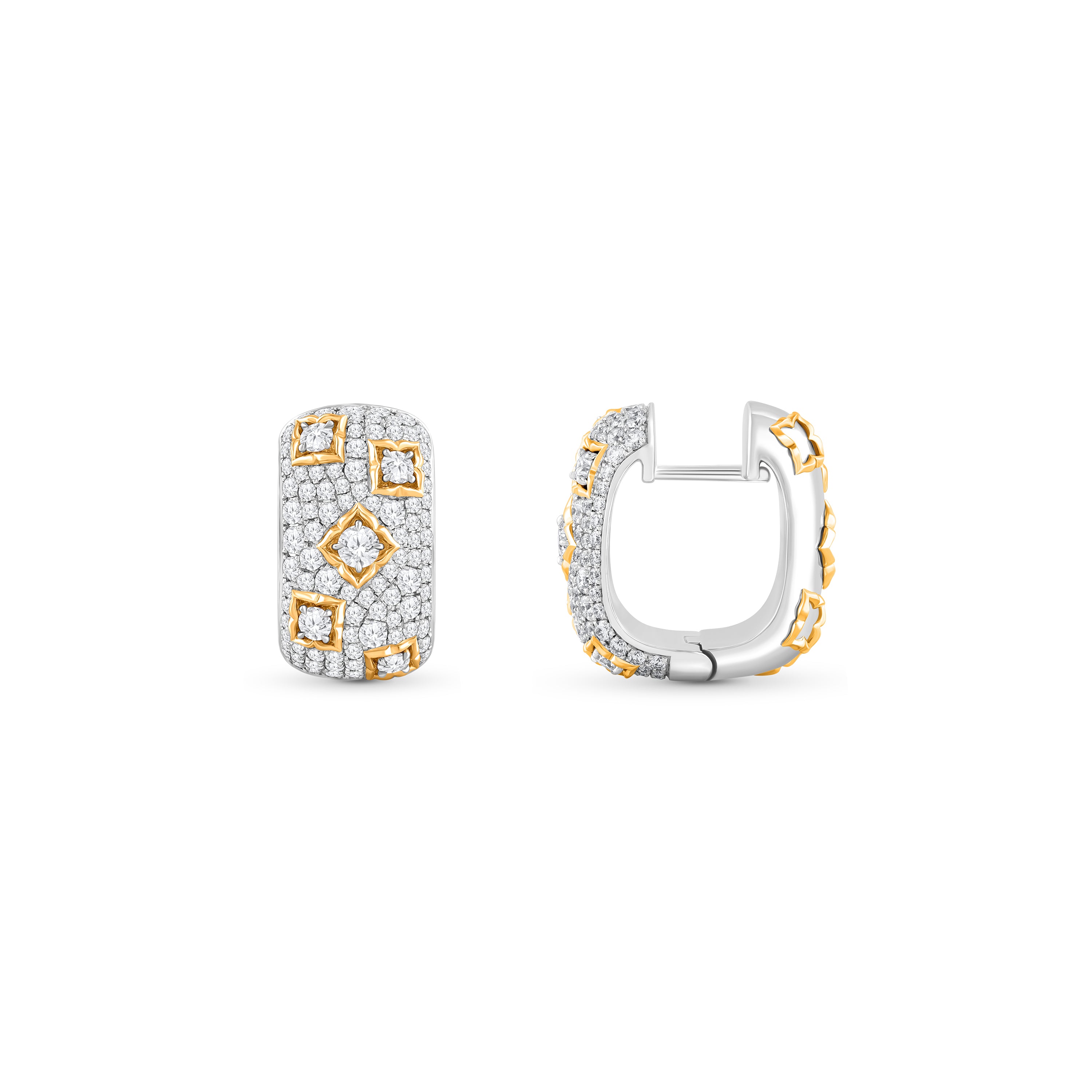 HARAKH Mandala Motif Colorless Diamond  Huggie Earrings | GIA Jewelry Report