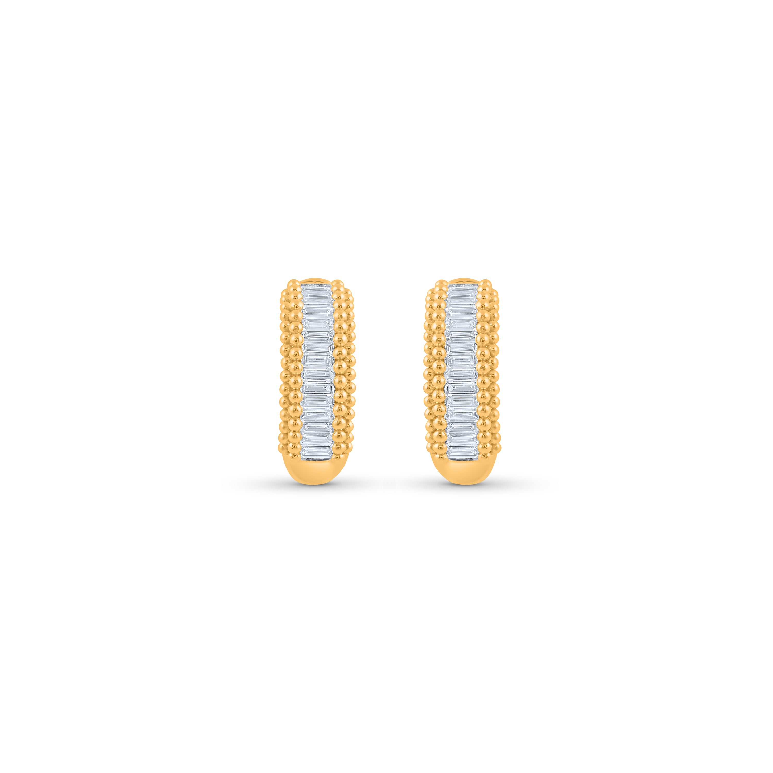 HARAKH 18 Karat Gold Colorless Diamond Sunlight Semi Hoop Earrings