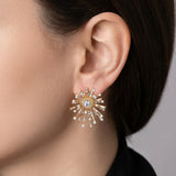 HARAKH Sunlight Luminous Rays Colorless Diamond Medallion Earrings