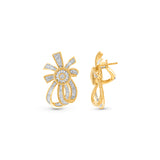 HARAKH 18 Karat Gold Baguette Colorless Diamond Sunlight Collection Stud Earrings