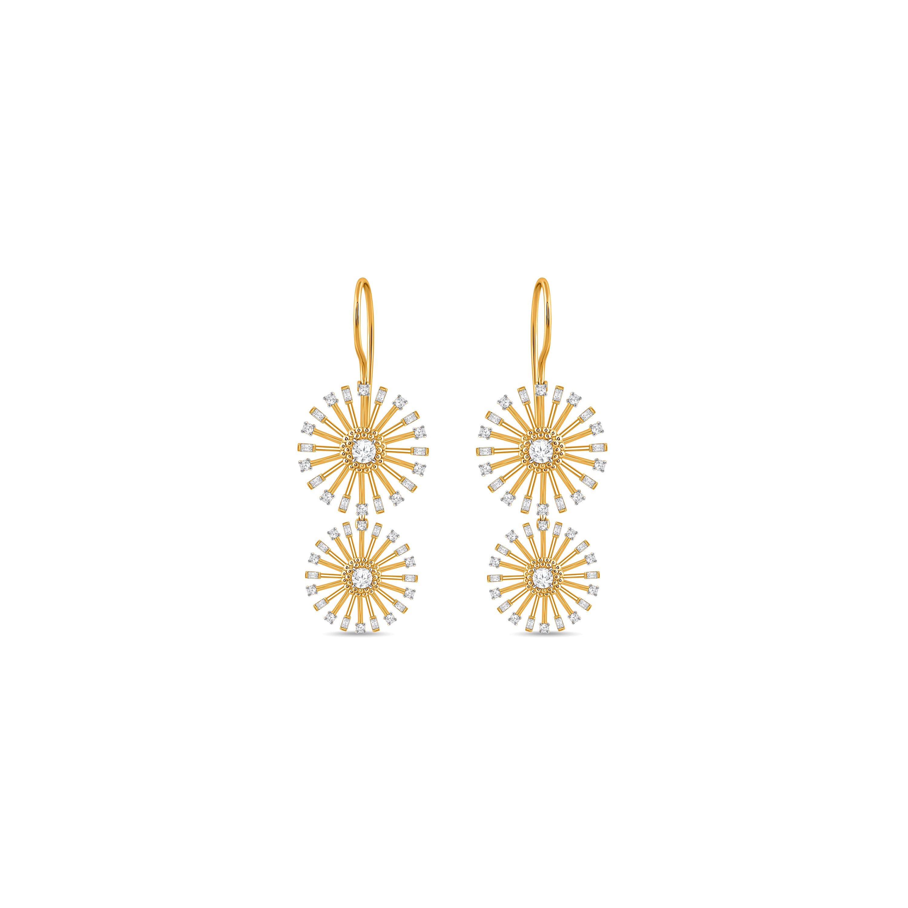 HARAKH 18 Karat Gold Colorless Diamond Sunlight Hoop Earrings