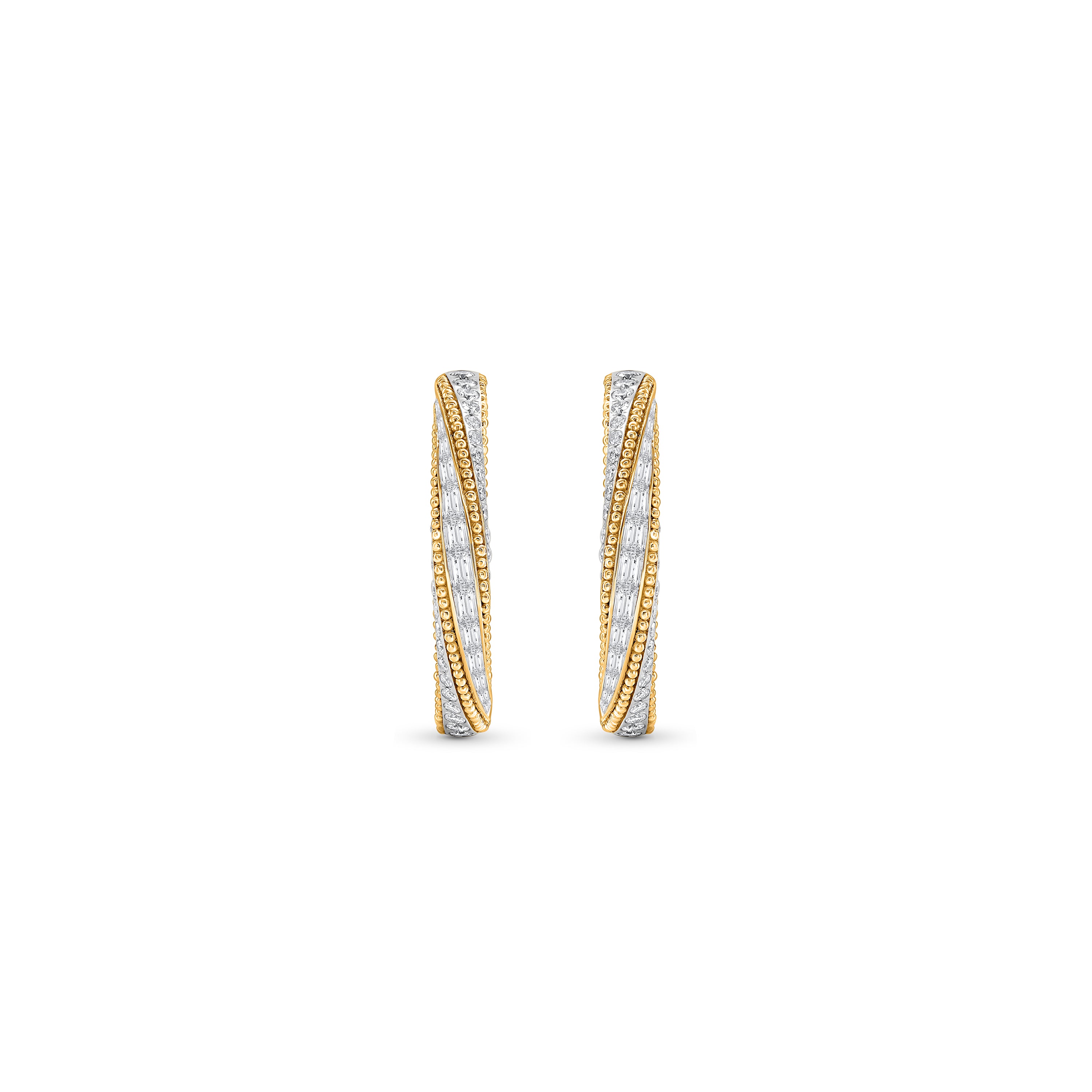 HARAKH 18 Karat Gold Colorless Diamond Sunlight Hoop Earrings
