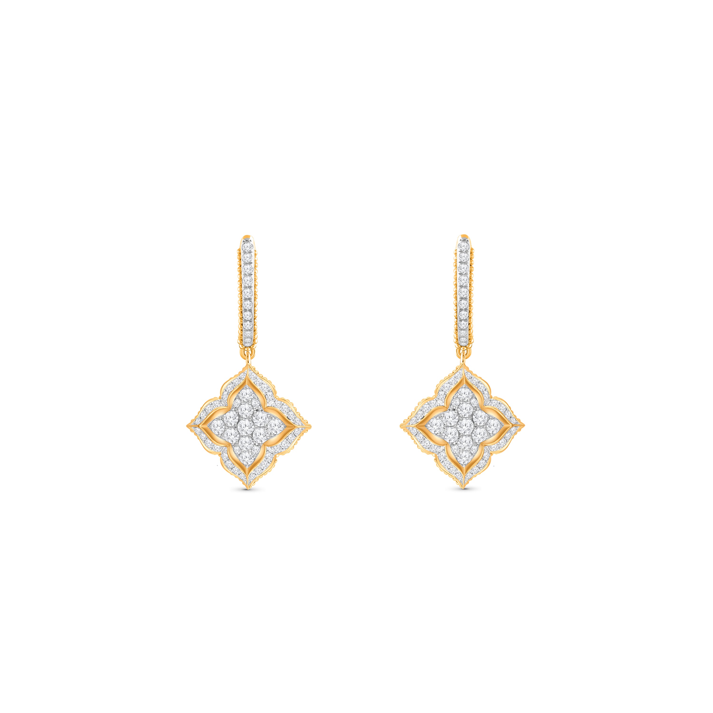 HARAKH Mandala Dome Drops Colorless Diamond Dangling Earrings
