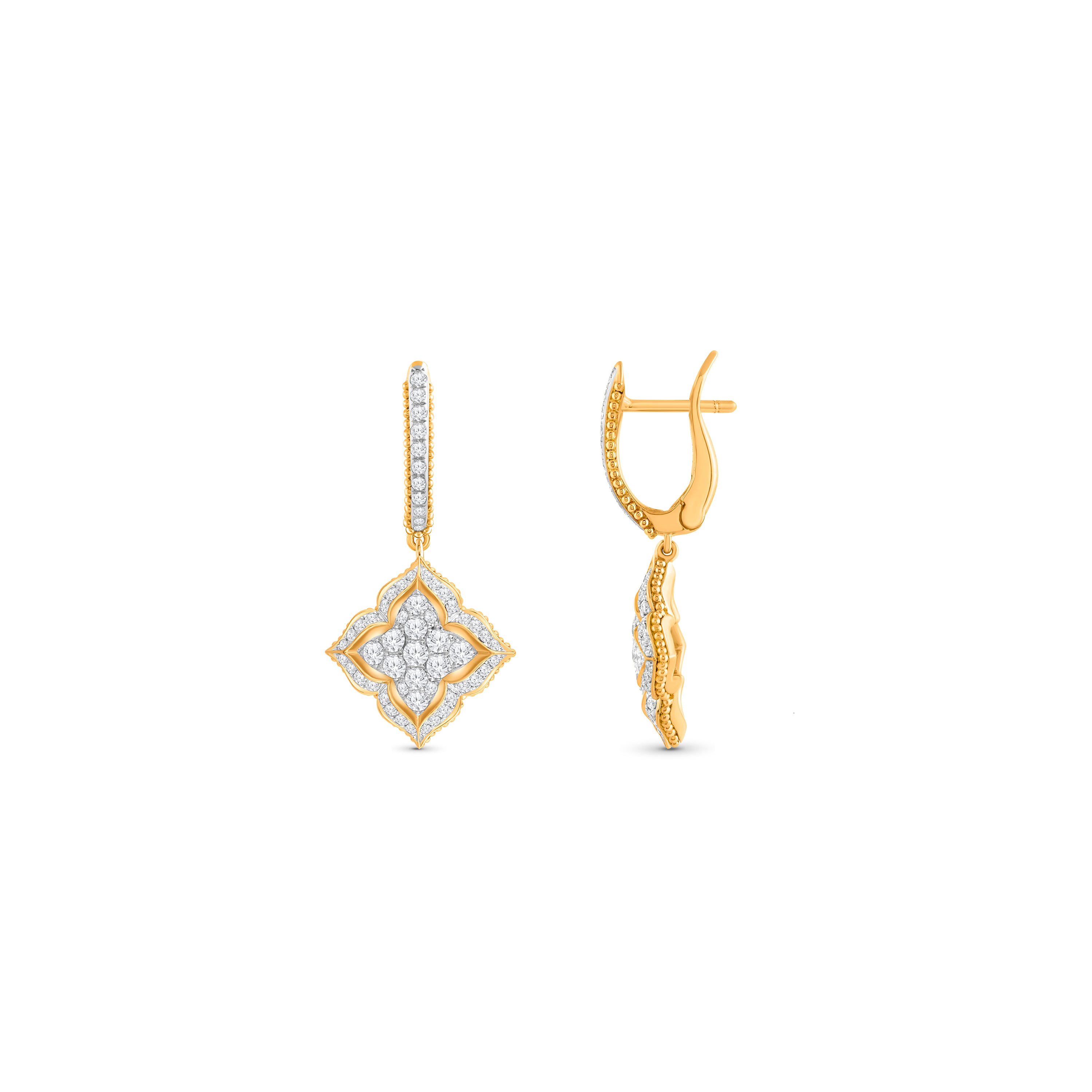 HARAKH Mandala Dome Drops Colorless Diamond Dangling Earrings