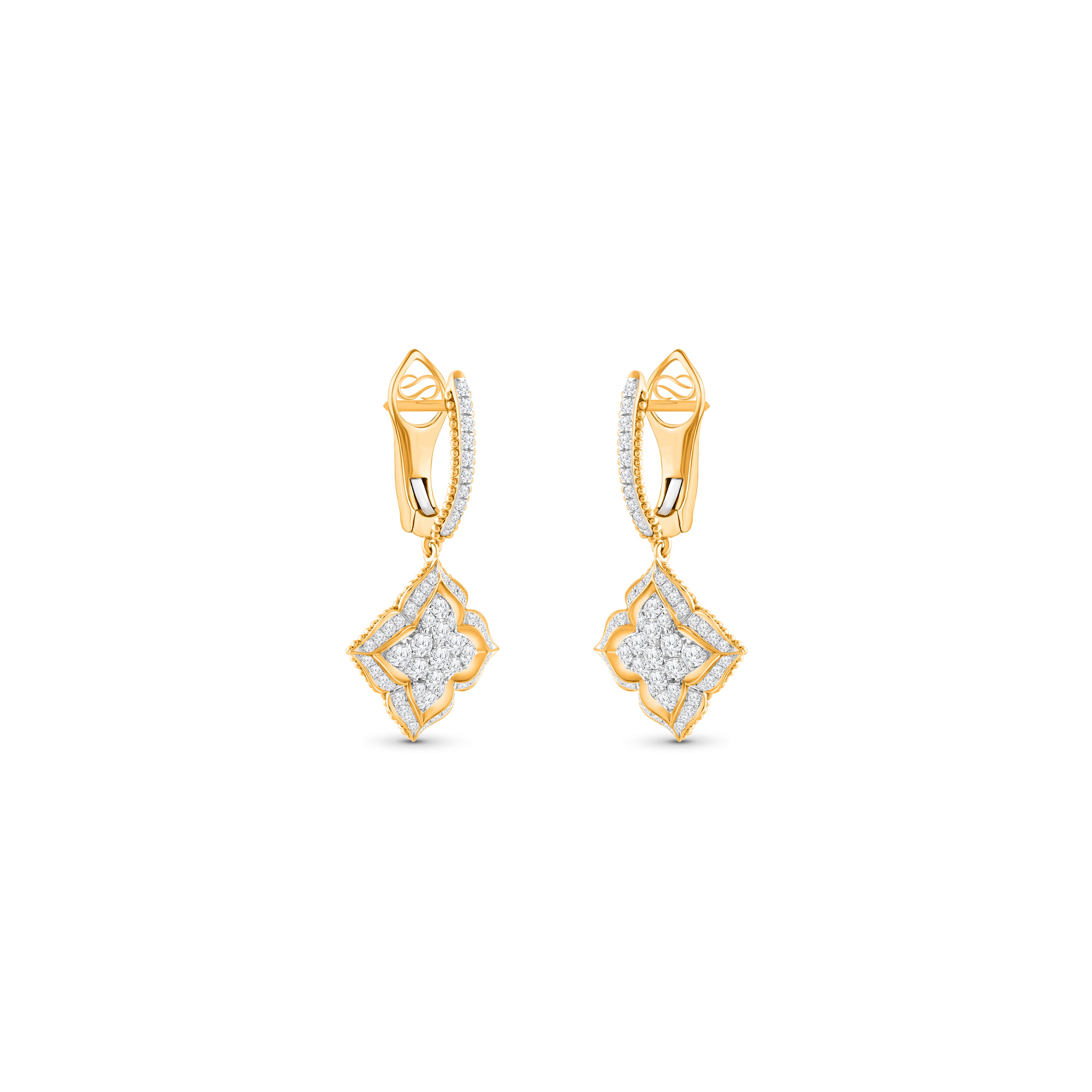 HARAKH Mandala Dome Motif Colorless Diamond Dangling Earrings | GIA Jewelry Report